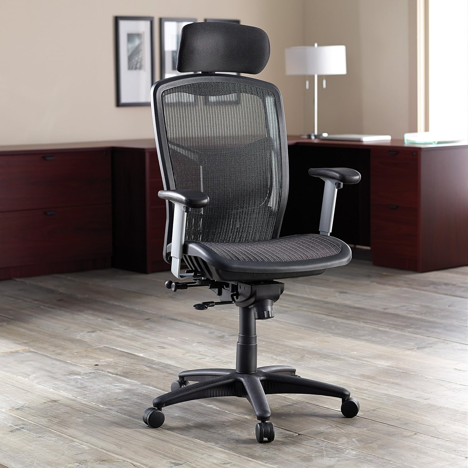 Lorell ErgoMesh Series High-Back Mesh Chair Black Mesh Seat - Mesh Back - Plastic, Steel Frame - Black - 28.5" Width x 28.5" Depth x 51" Height - 1 Each