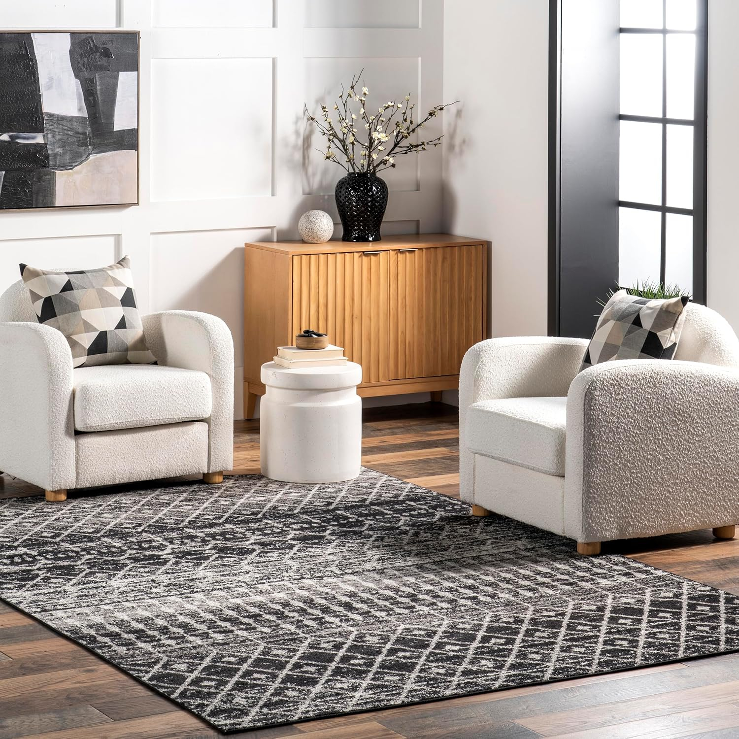 nuLOOM Moroccan Blythe Area Rug, 6' 7" x 9', Black