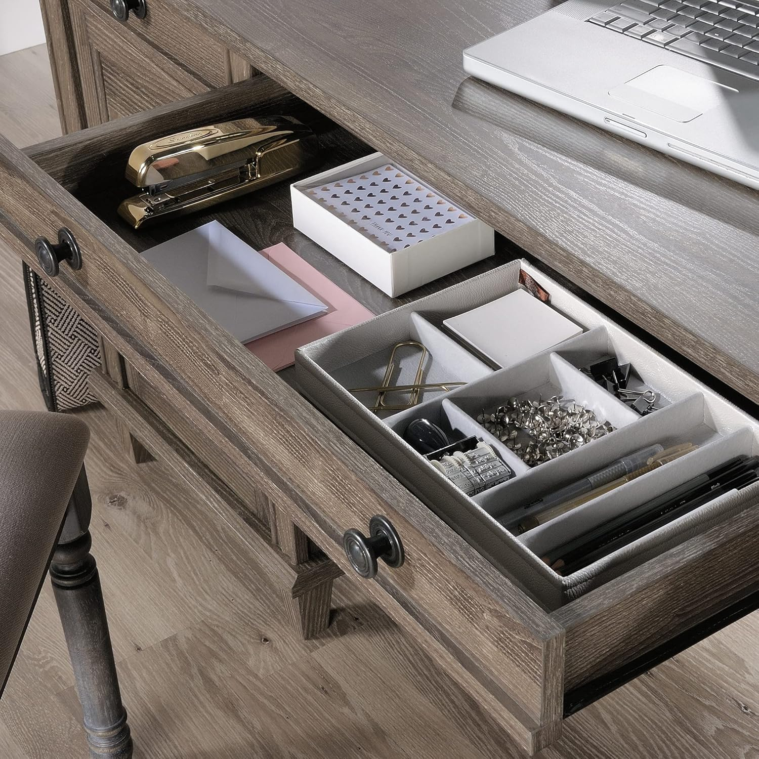 Sauder Hammond Executive Desk, Emery Oak Finish