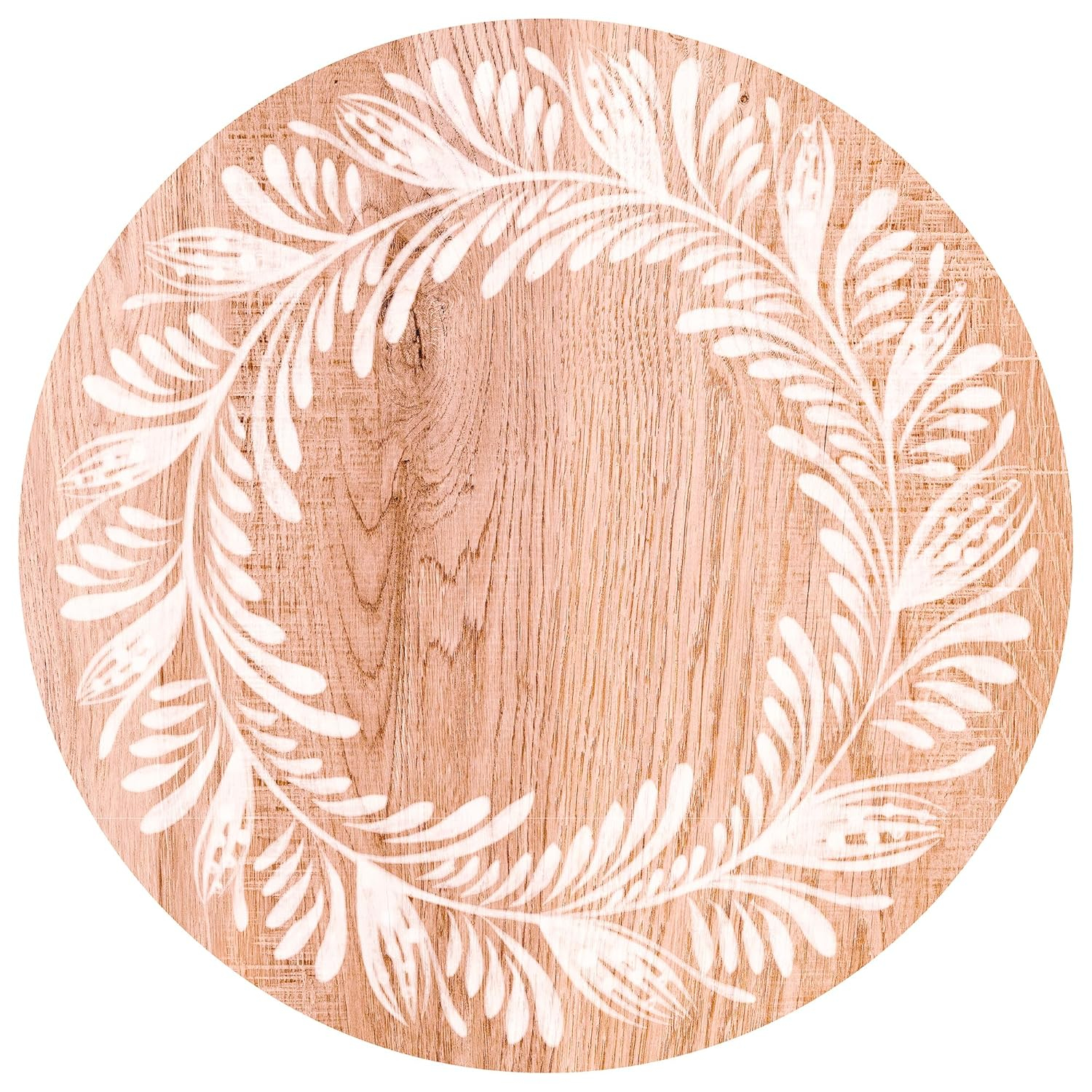 Hand Painted Floral on Wood Round Paper Placemats Disposable, for Dining Table, Paper Chargers, Wood Placemats, 14", 100PCS, Parties, Weddings, Thanksgiving, Valentines Day