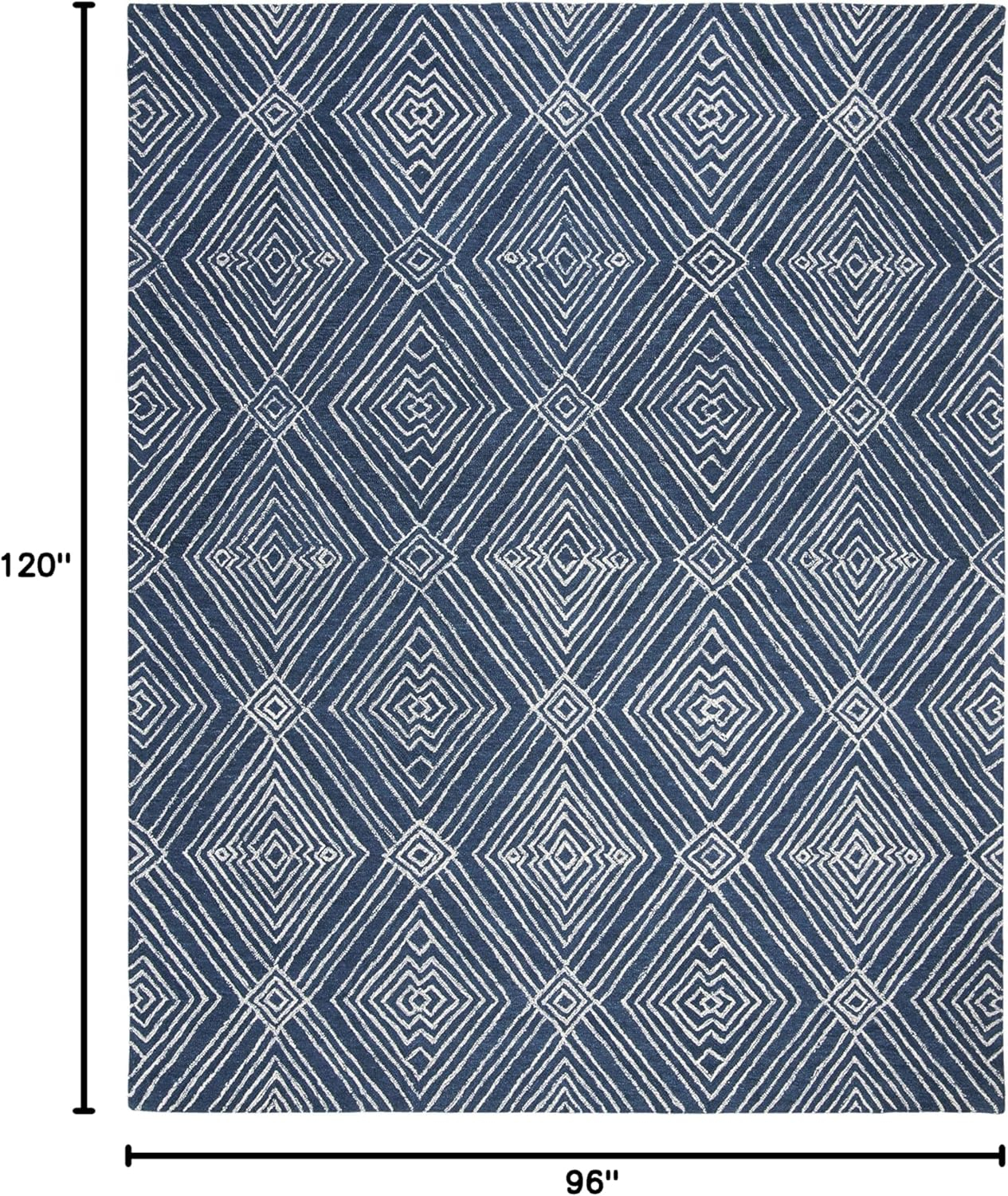 SAFAVIEH Micro-Loop Colton Geometric Diamonds Area Rug, Navy/Ivory, 8' x 10'