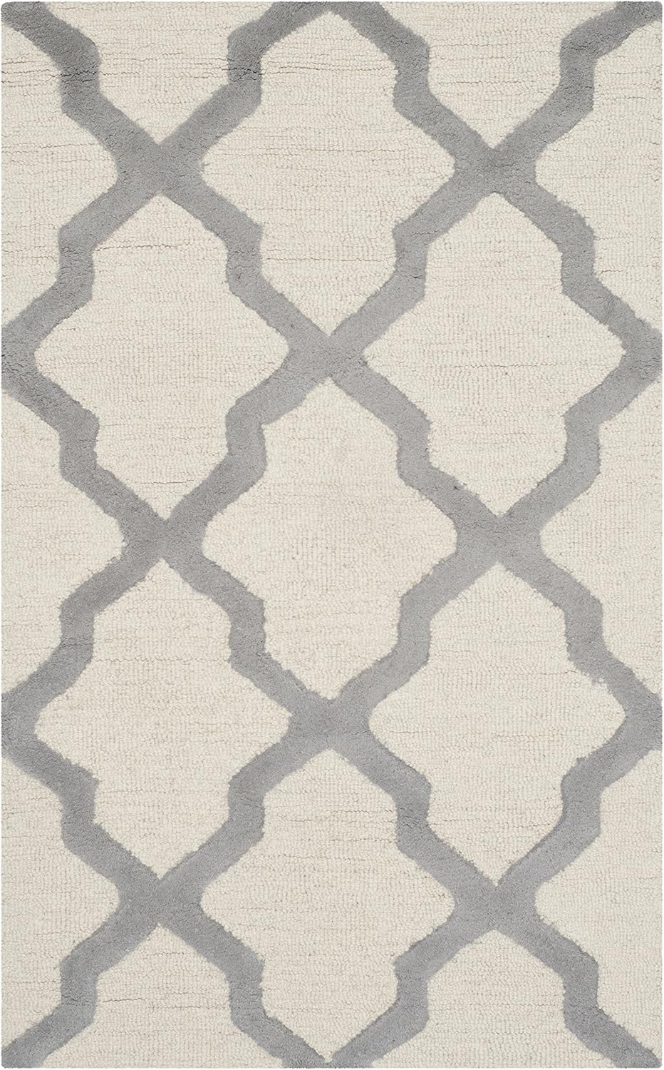 SAFAVIEH Cambridge Collection 2'6" x 4' Ivory / Silver CAM121Y Handmade Trellis Premium Wool Accent Rug