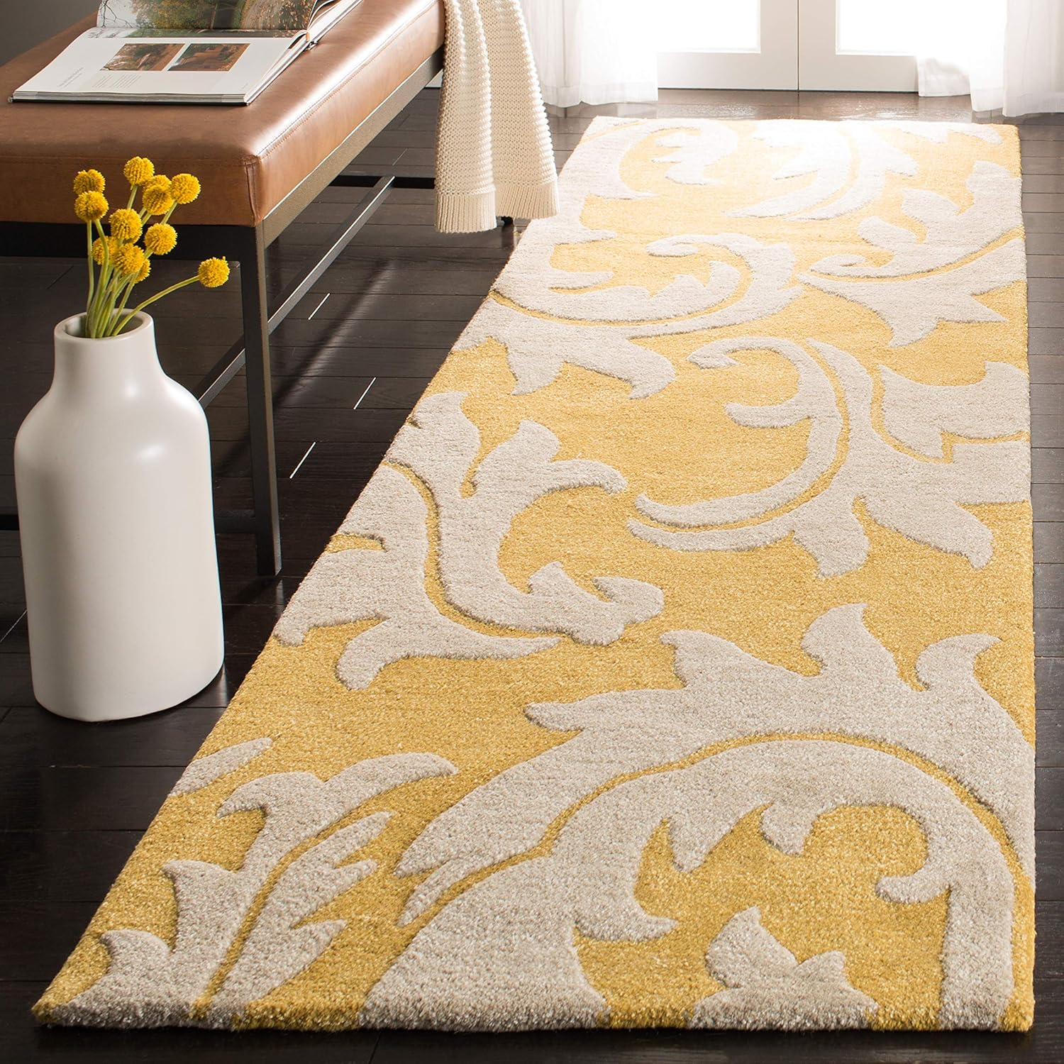 SAFAVIEH Soho Blair Floral Wool Runner Rug, Gold/Ivory, 2'6" x 6'