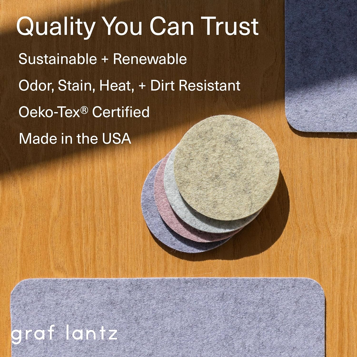 Graf Lantz - Bierfilzl Felt Coasters - Square - 100% Merino Wool - Moisture Wicking - Heat Resistant - Sustainable - Home Decor - Absorbs - Housewarming Gift - 4 Coaster Set - 4" x 4"x 5 mm - Bordeaux