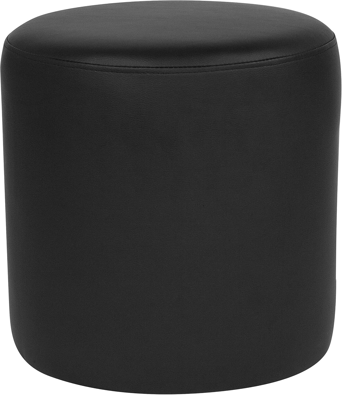 Flash Furniture Barrington Upholstered Round Ottoman Pouf in Black LeatherSoft
