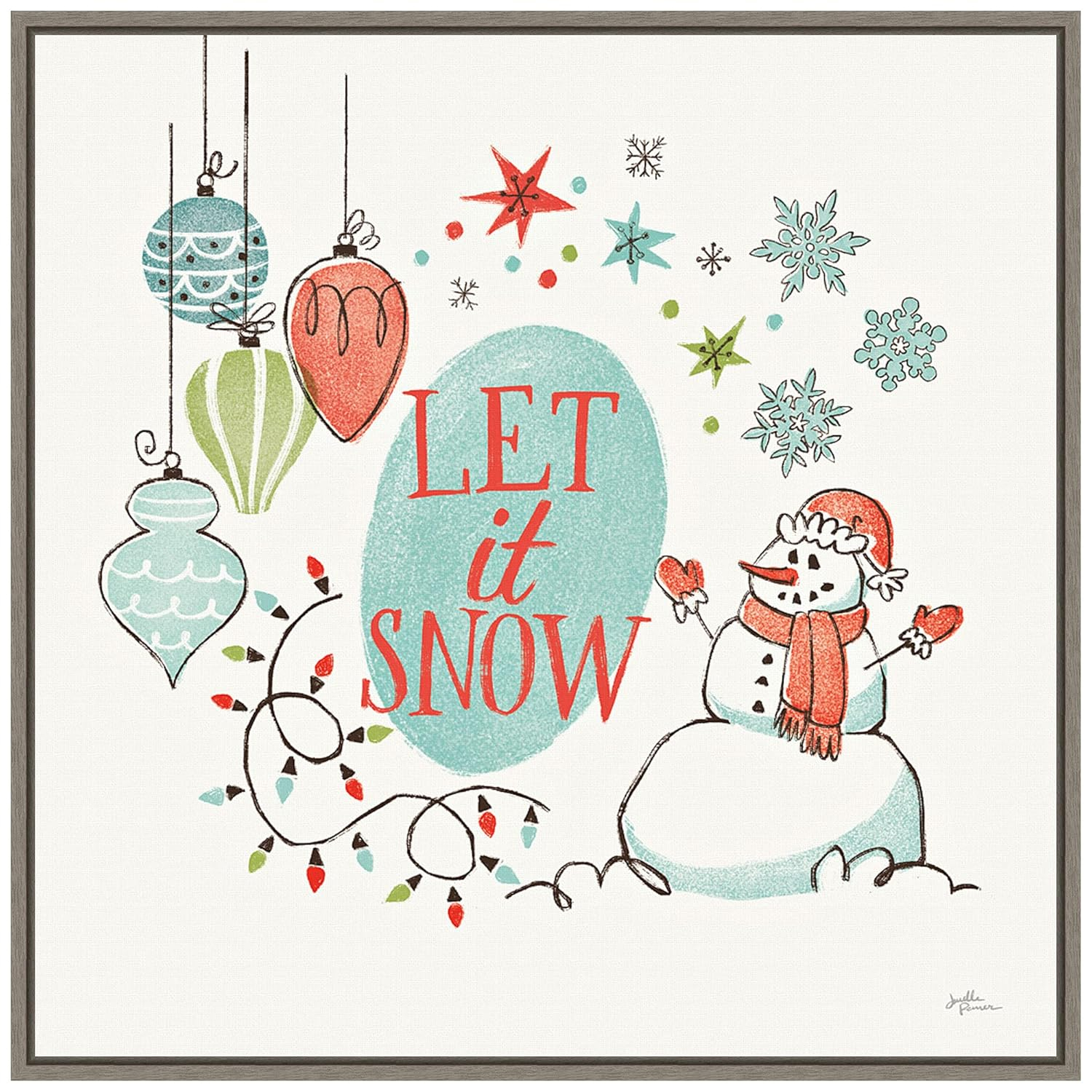 Amanti Art Retro Christmas V Framed Canvas Wall Art Print