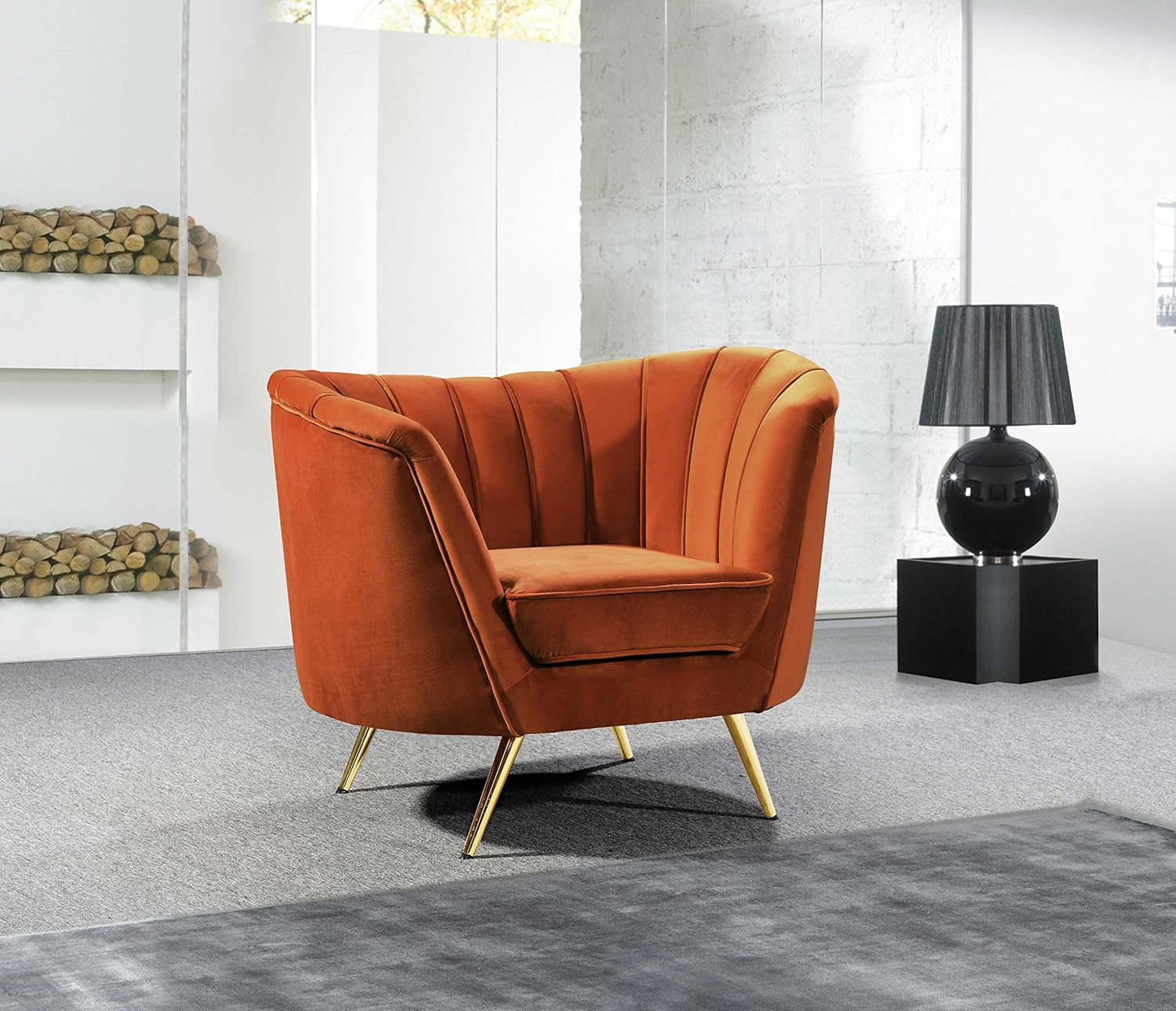 Meridian Furniture Margo Silla de Terciopelo Coñac