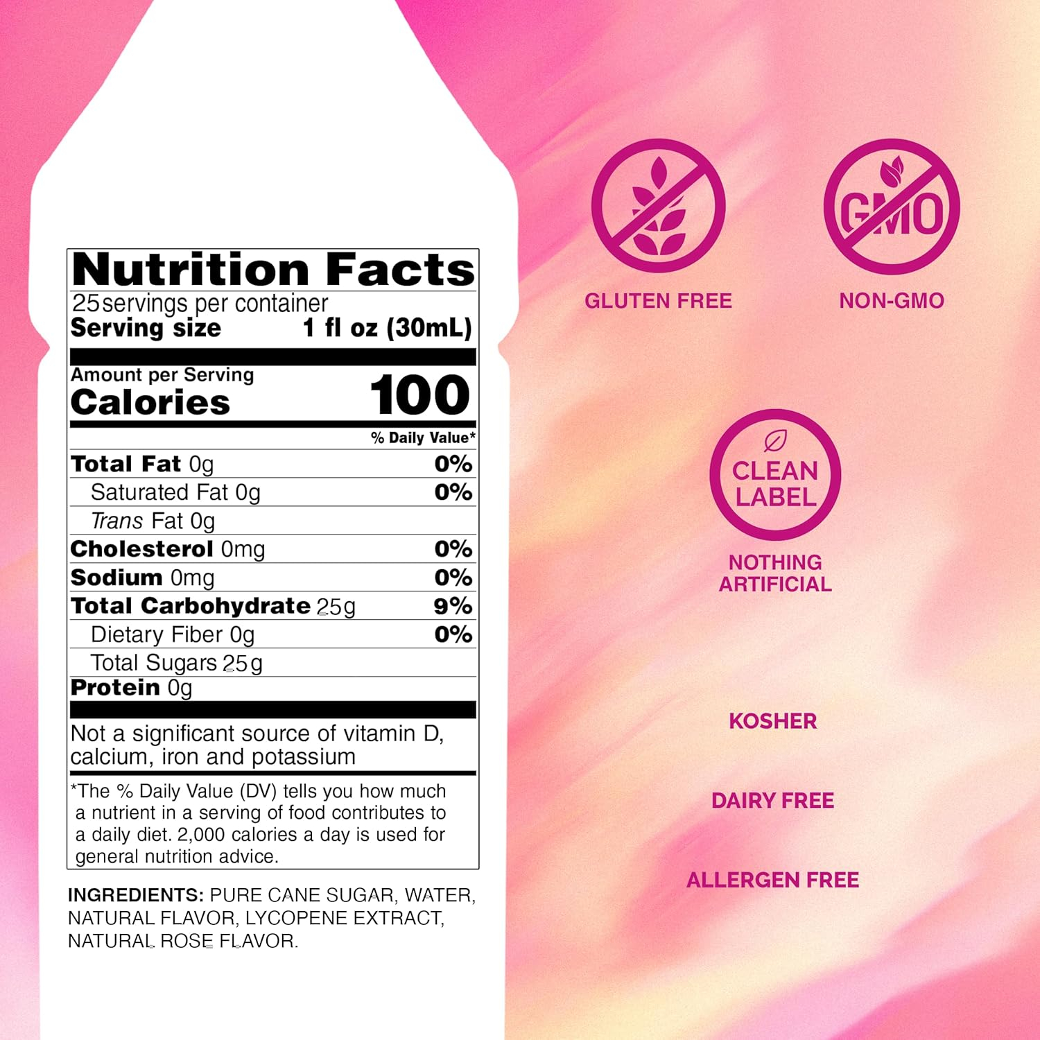 Monin Rose Syrup Elegant and Subtle Great for Cocktails Mocktails and Soda Gluten Free Non GMO 750 ml