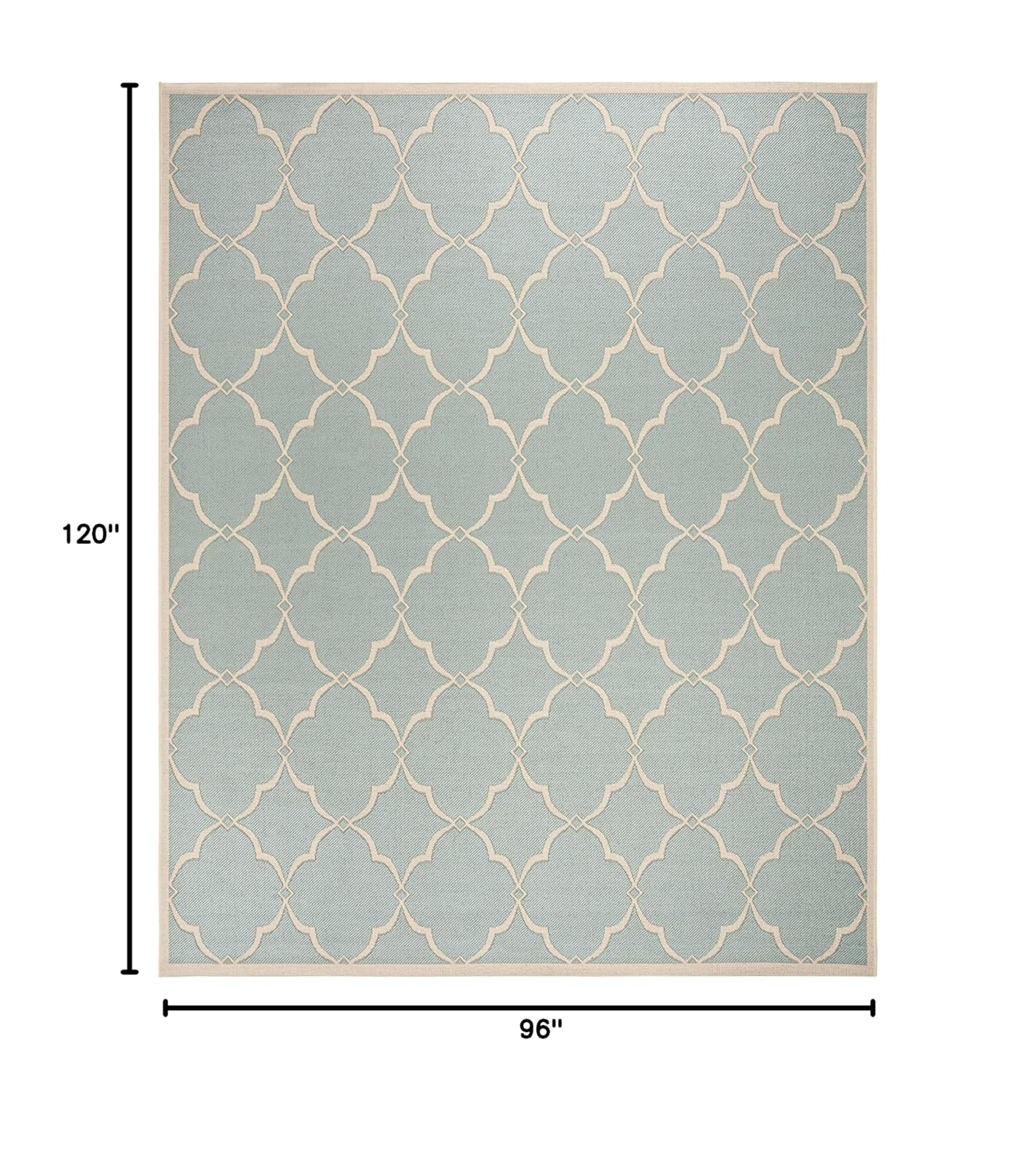Aqua and Cream 8' x 10' Geometric Indoor/Outdoor Rug