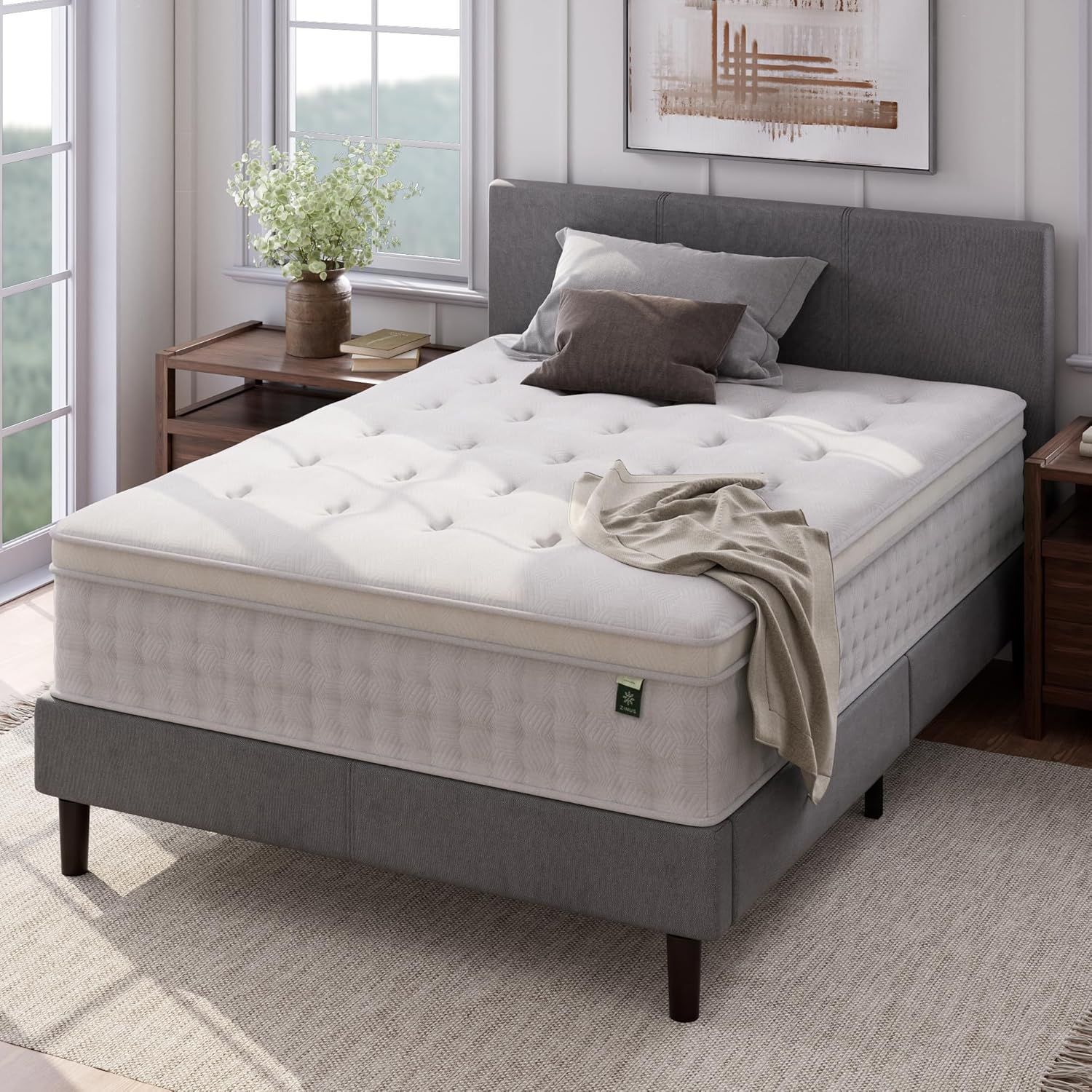 Zinus Euro Top 13" Hybrid of Comfort Foam and Pocket Spring Mattress, Adult, Full