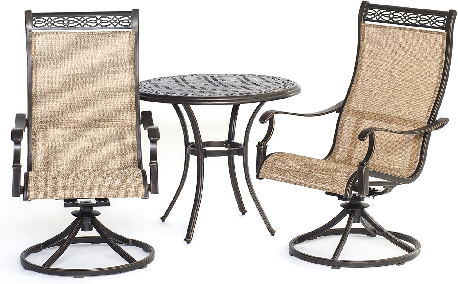 Hanover Manor 5-Piece Adult Modern PVC Aluminum Round Patio Dining Set Cast Sling