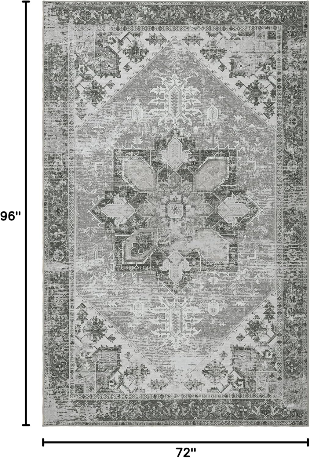SAFAVIEH Tucson Jayla Oriental Machine Washable Area Rug, Sage/Ivory, 6' x 8'