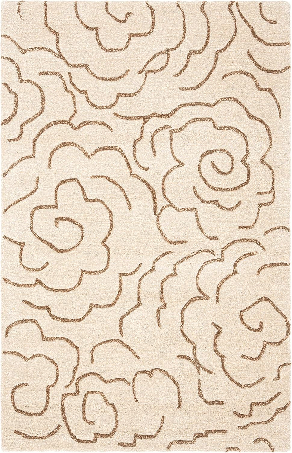 SAFAVIEH Soho Trinity Floral Wool Area Rug, Beige/Multi, 3'6" x 5'6"