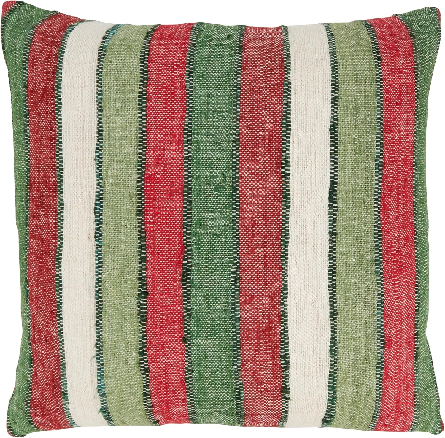 Saro Lifestyle Striped Poly Filled Throw Pillow, Red/Green, 20" x 20"