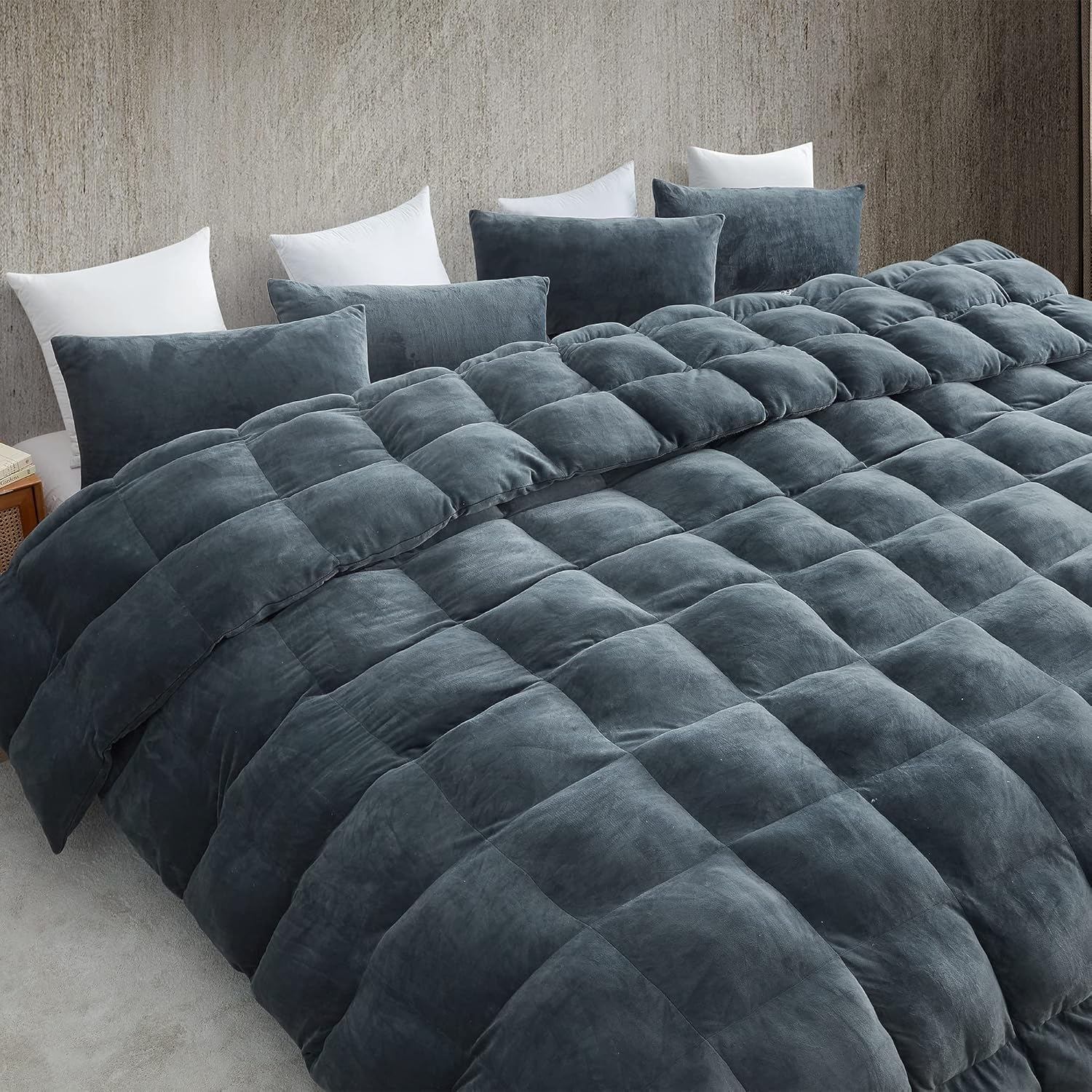 Oversized King Moss Gray Down Alternative Microfiber Comforter Set