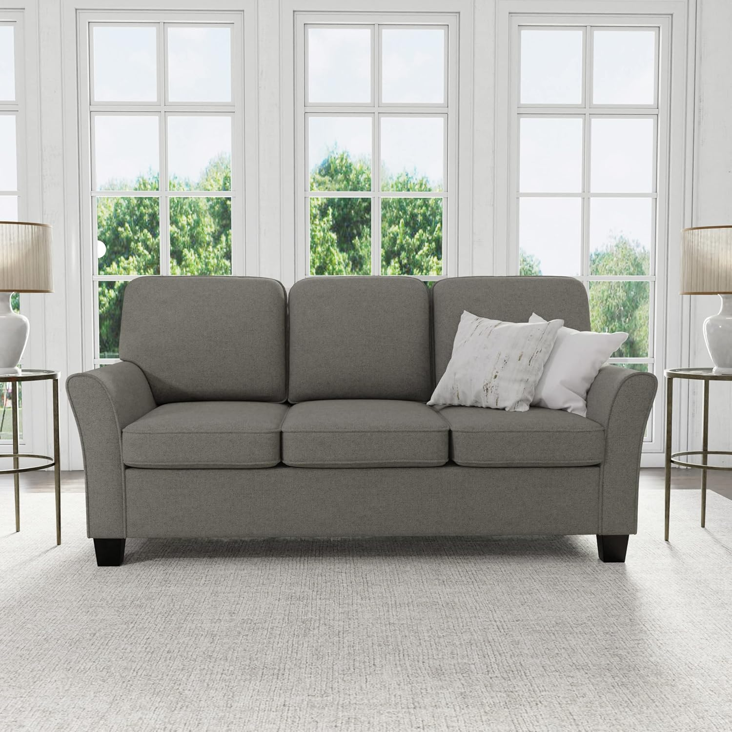 Hillsdale Lorena Modern Upholstered Sofa Fabric Couch, Gray