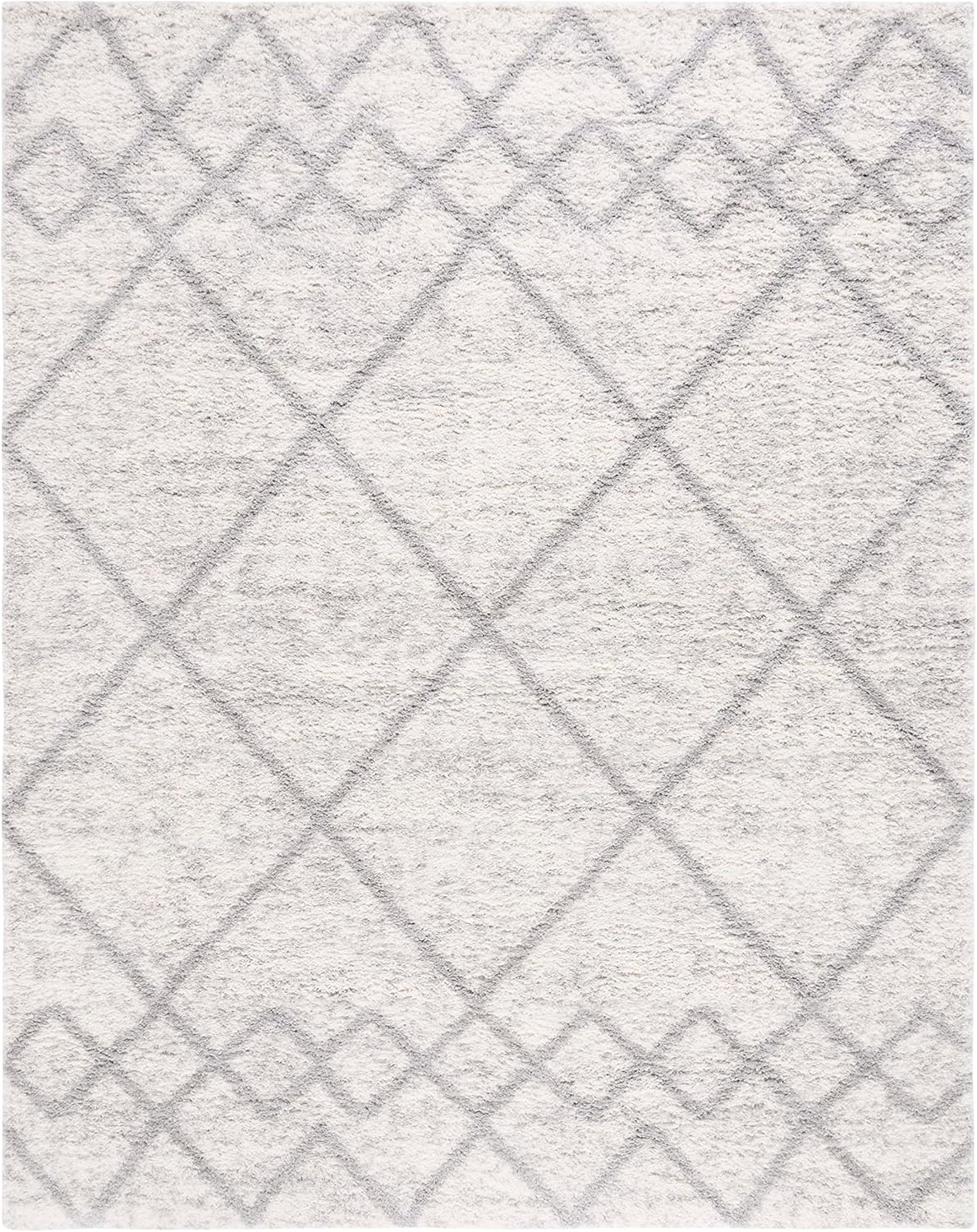 SAFAVIEH Berber Shag Lidija Trellis Area Rug, Grey/Ivory, 8' x 10'