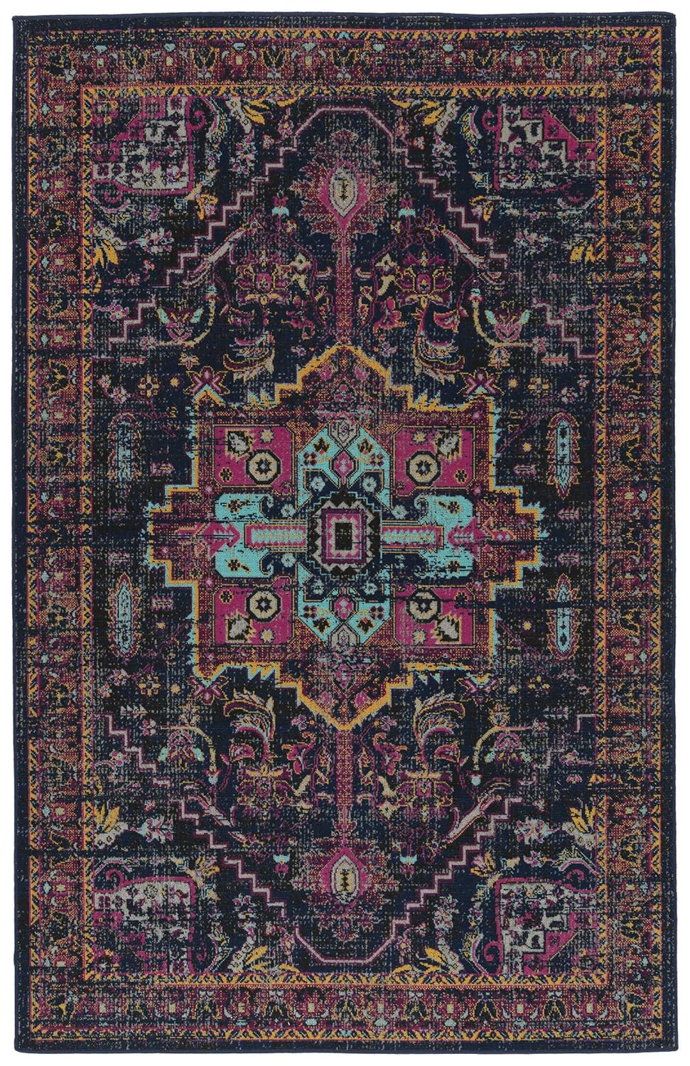 Kaleen Zuma Beach Collection 2' x 3' Modern Southwestern Throw Rug,Navy