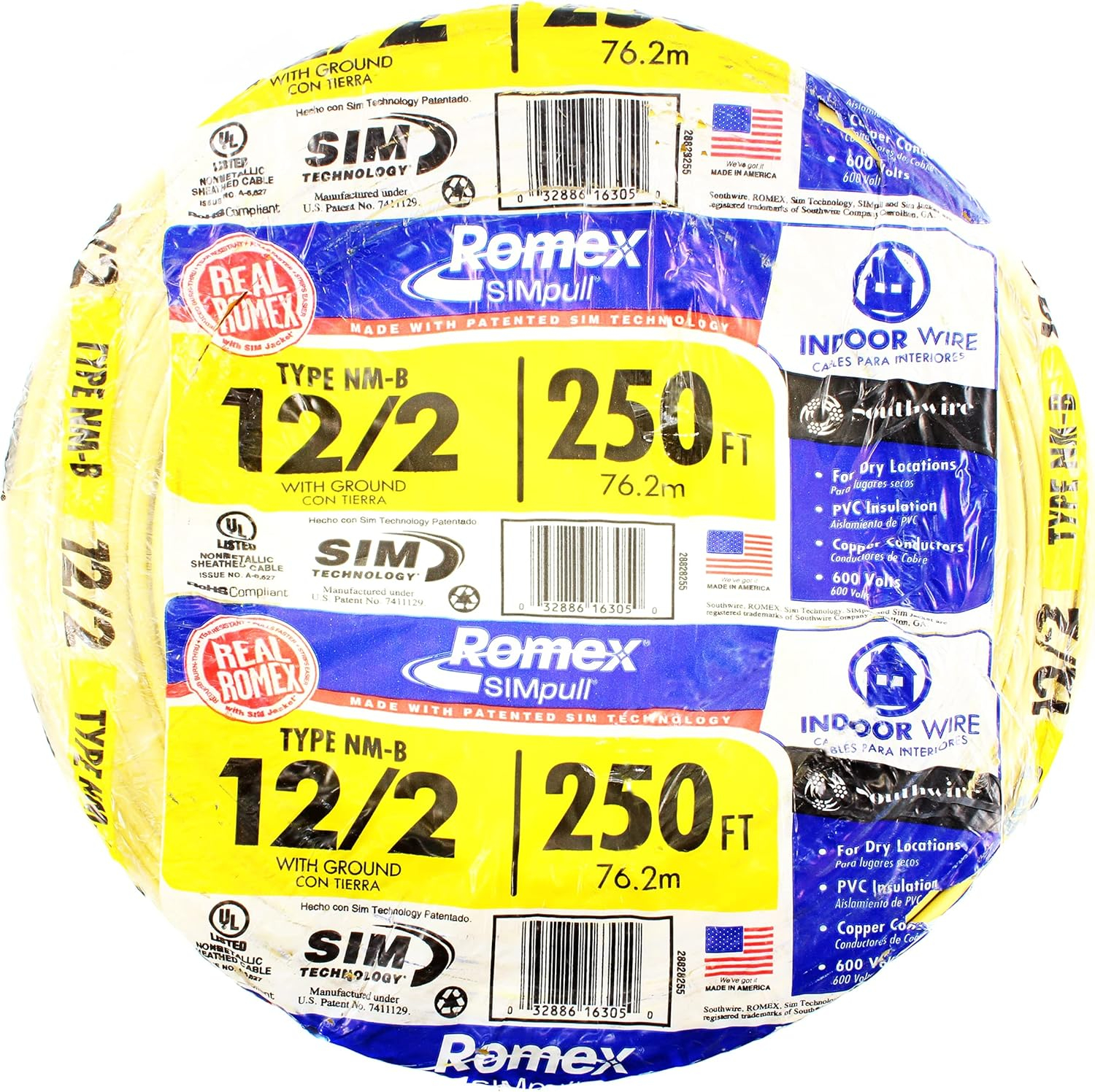 Southwire Romex Brand 600 Watt SIMpull Type NM-B Sheathed Residential Wire Cable
