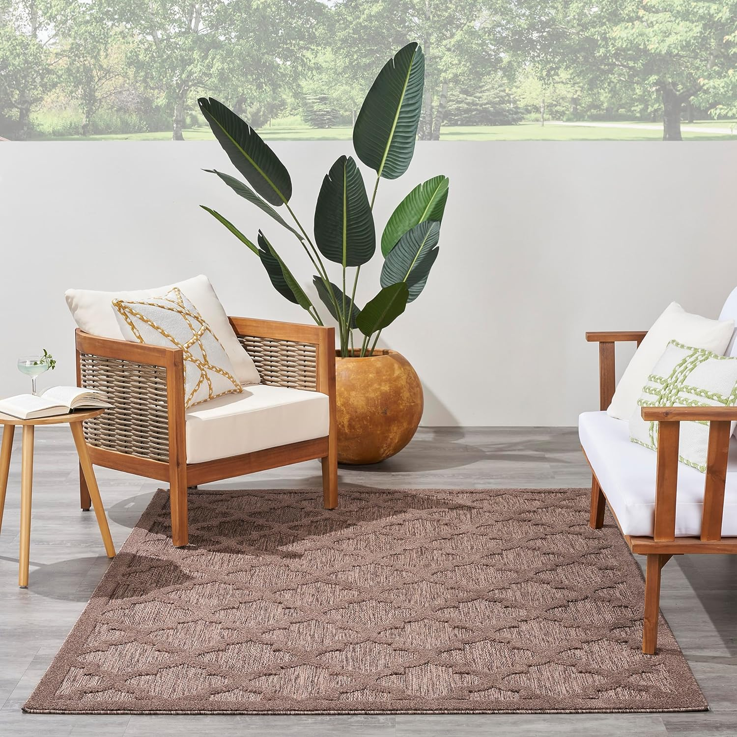 Nourison Easy Care 4' x 6' Brown Fabric Modern Area Rug (4' x 6')