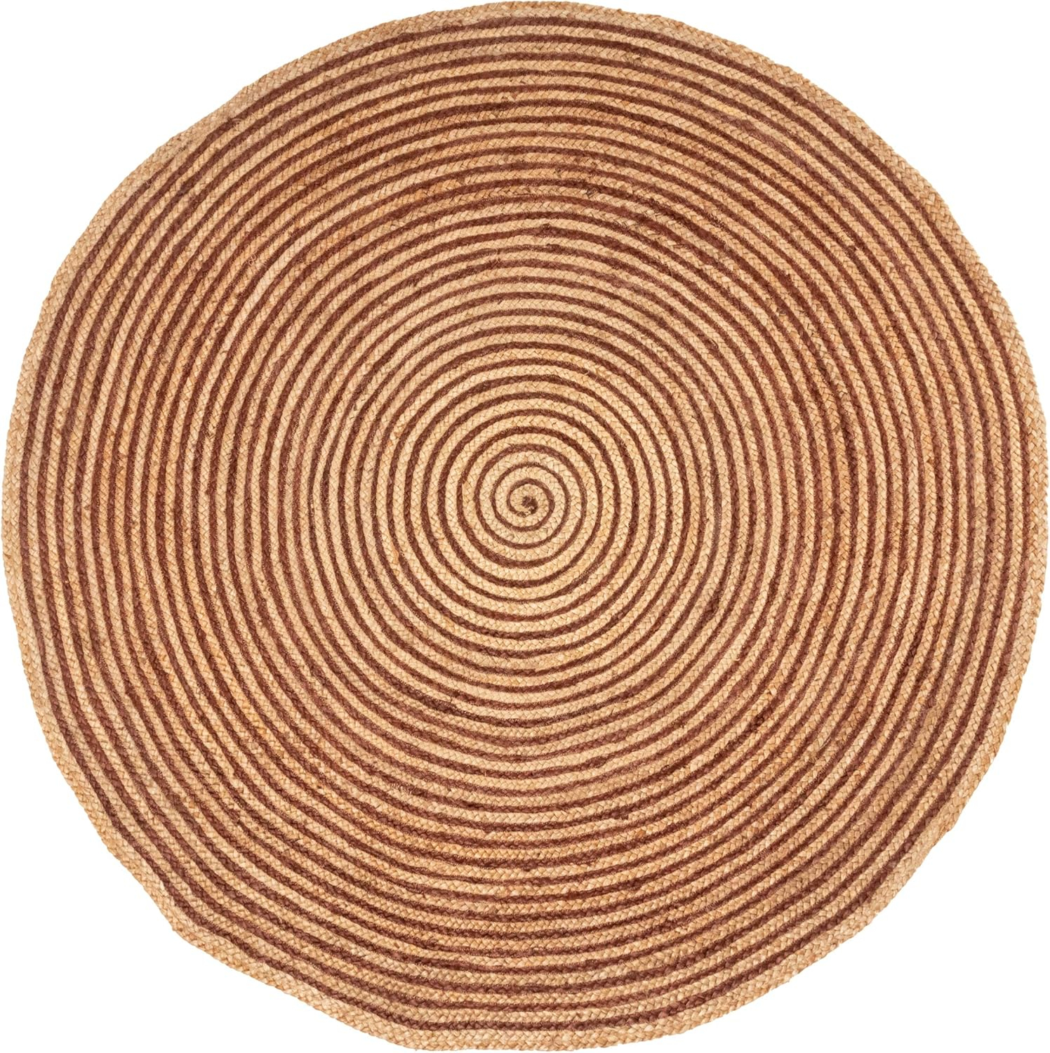 Superior Braided Jute Handwoven Indoor Outdoor Area Rug, 8' Round, Coffee
