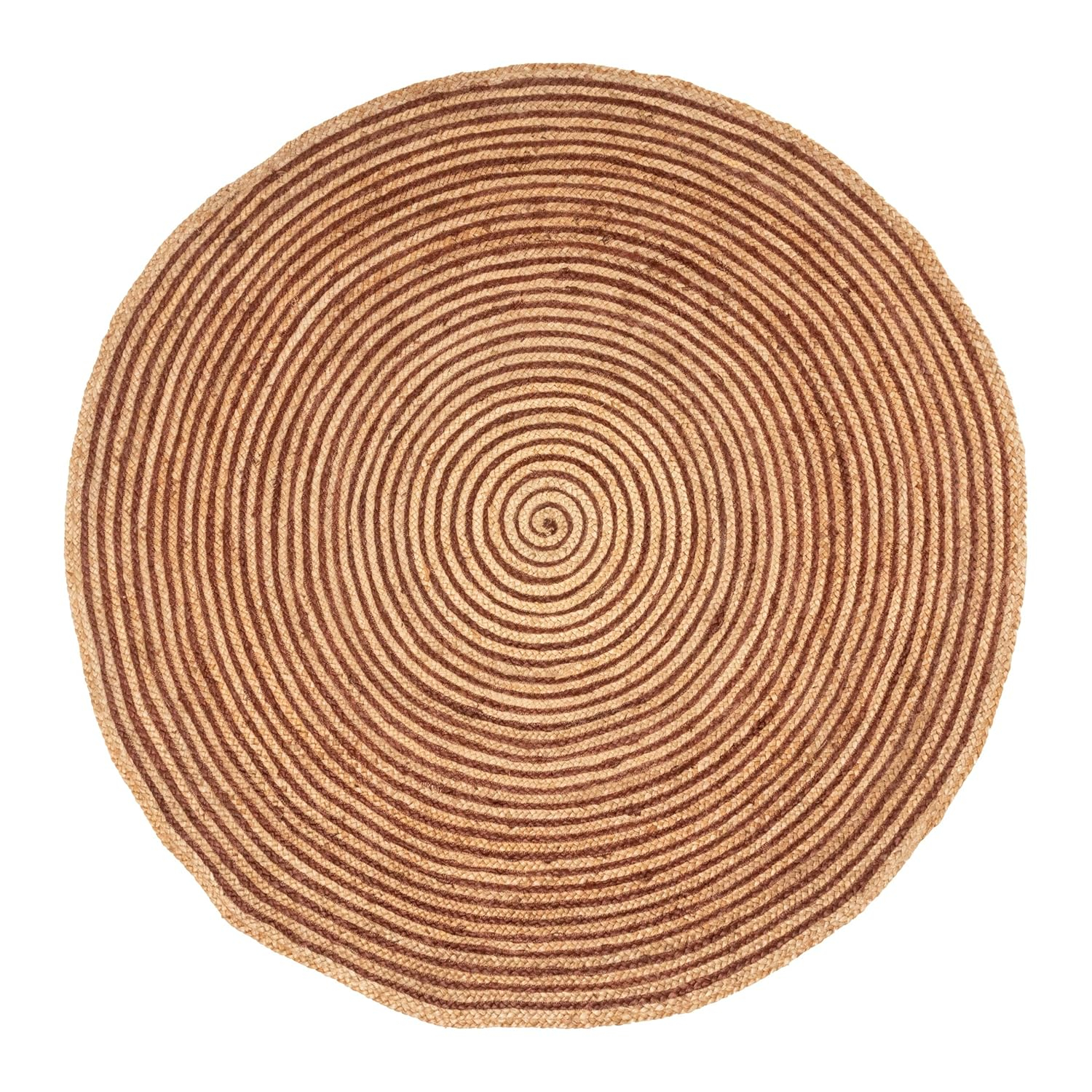 Superior Braided Jute Handwoven Indoor Outdoor Area Rug, 8' Round, Coffee