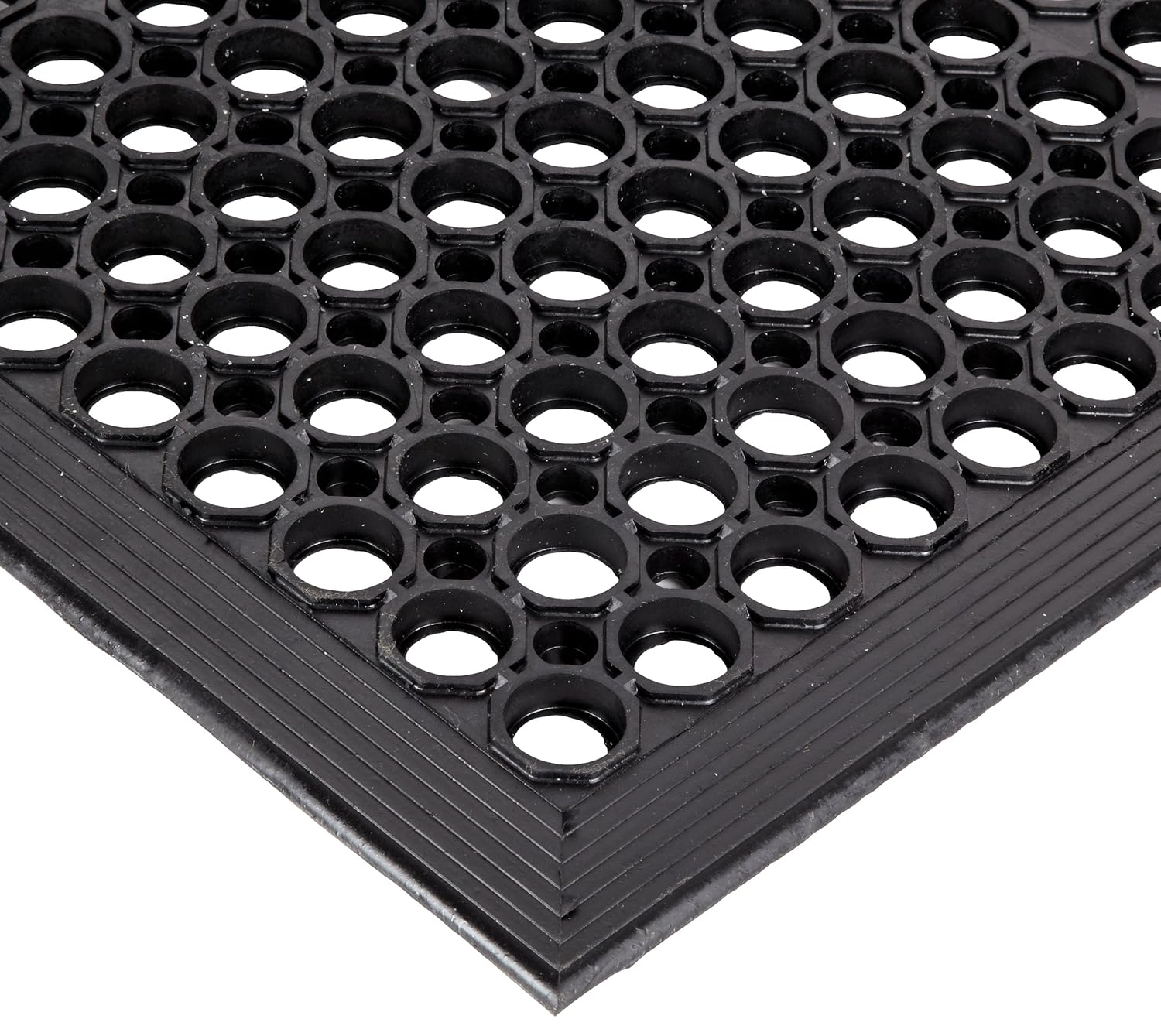 Sanitop Black Rubber Anti-Fatigue Drainage Mat 3' x 10'