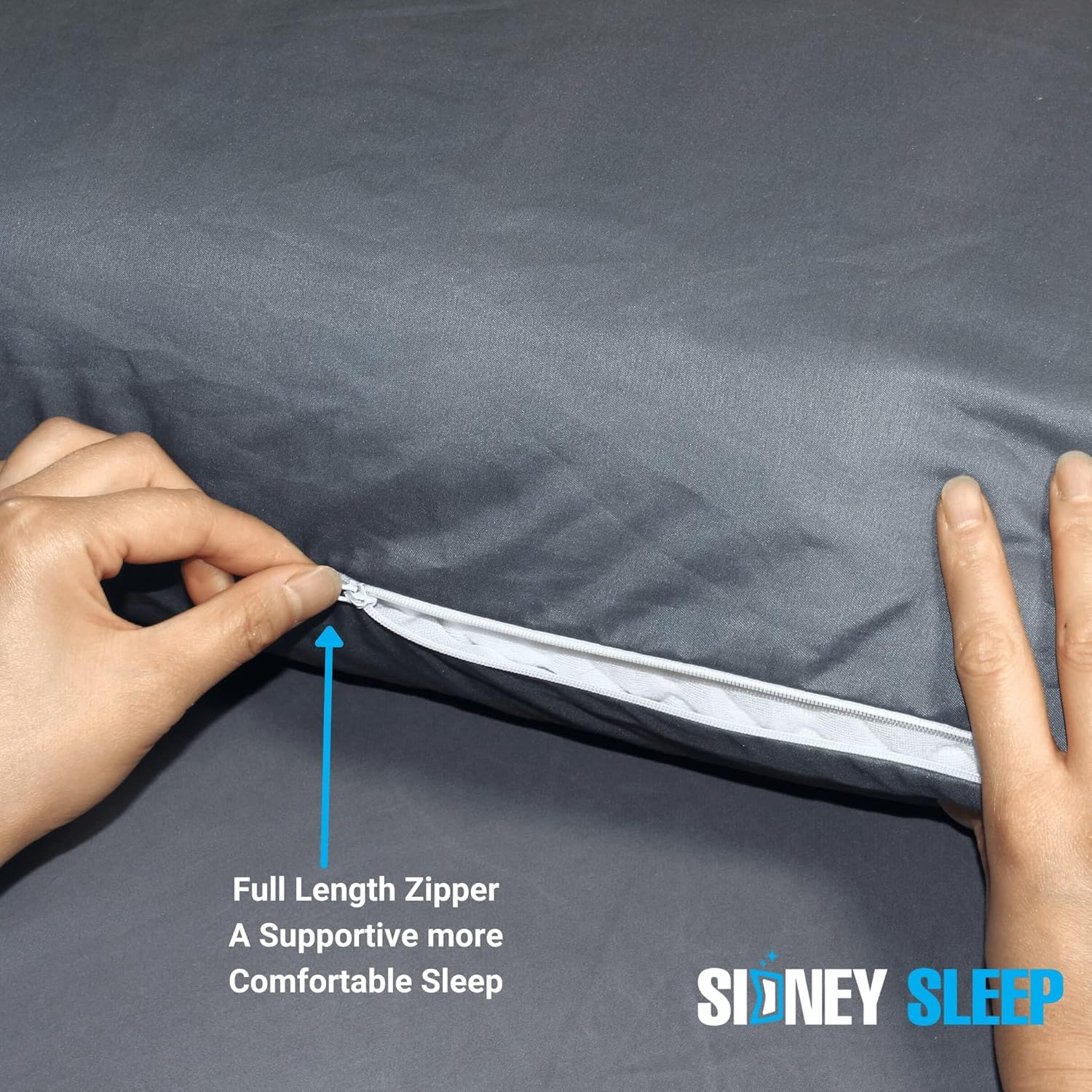 Sidney Sleep Curved Pillow Covers - Full Length Zipper Closure - Premium Soft Brushed Microfiber - 20 x 30 Inches - Fits Curved Side Sleeping Pillows (Queen, White)