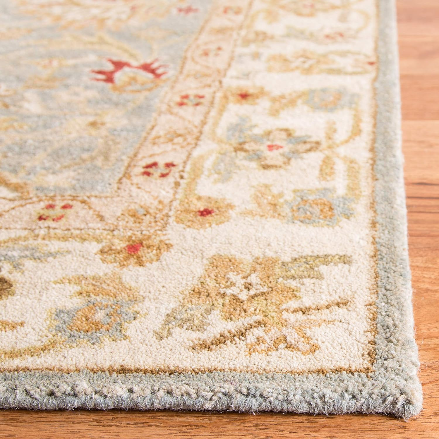Antiquity Hand Tufted Wool Oriental Area Rug in Gray Blue and Beige