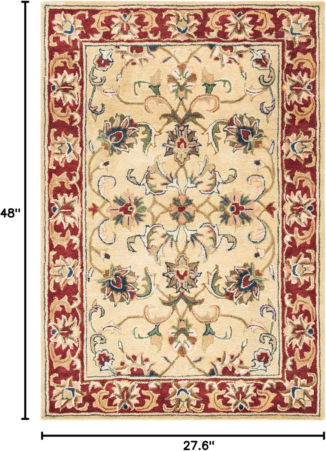 SAFAVIEH Classic Nicholas Floral Bordered Wool Area Rug, Gold/Red, 2'3" x 4'