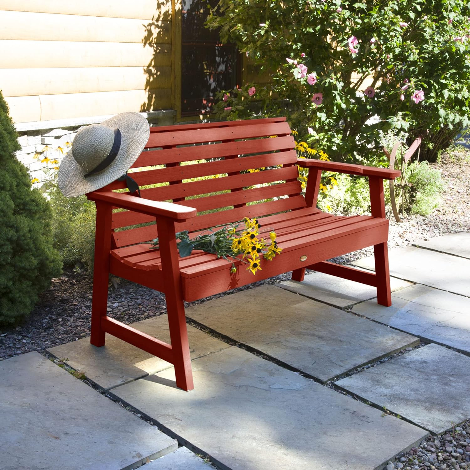 Rustic Red 4ft Wooden Garden Bench