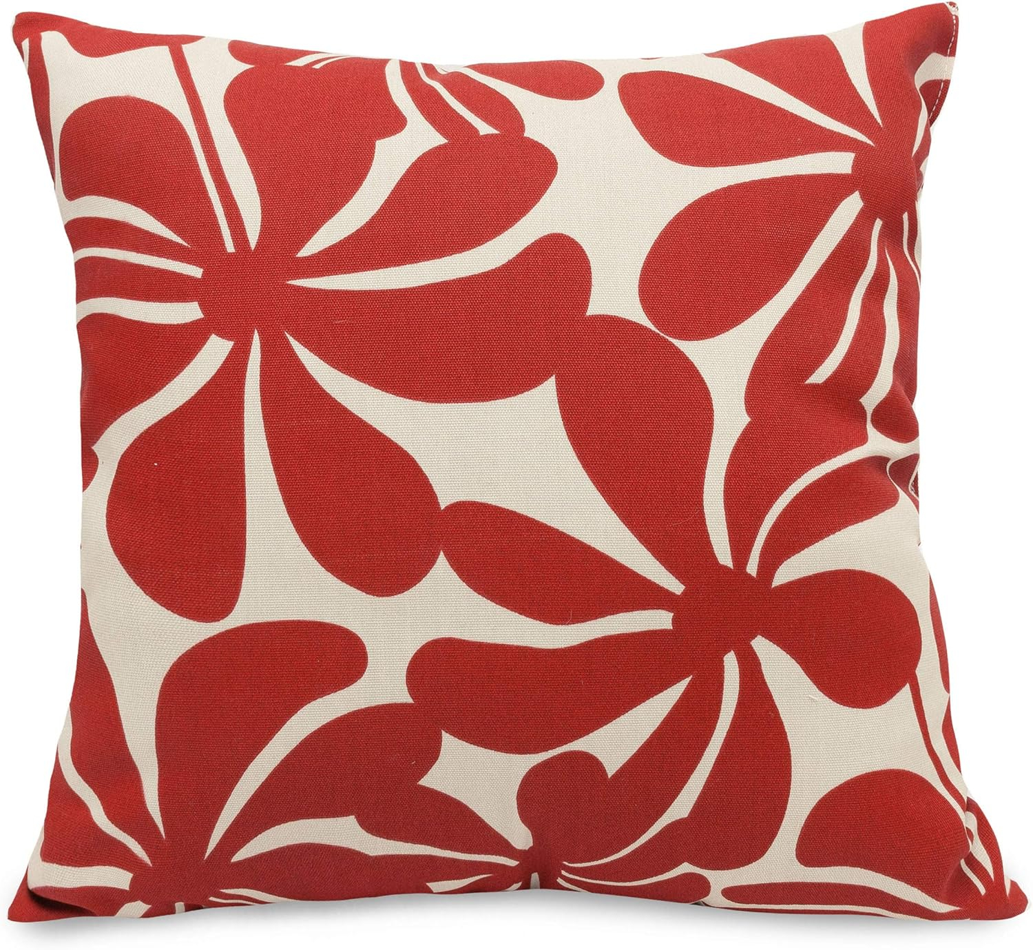 Red and White Floral Polyester Square Pillow 20"
