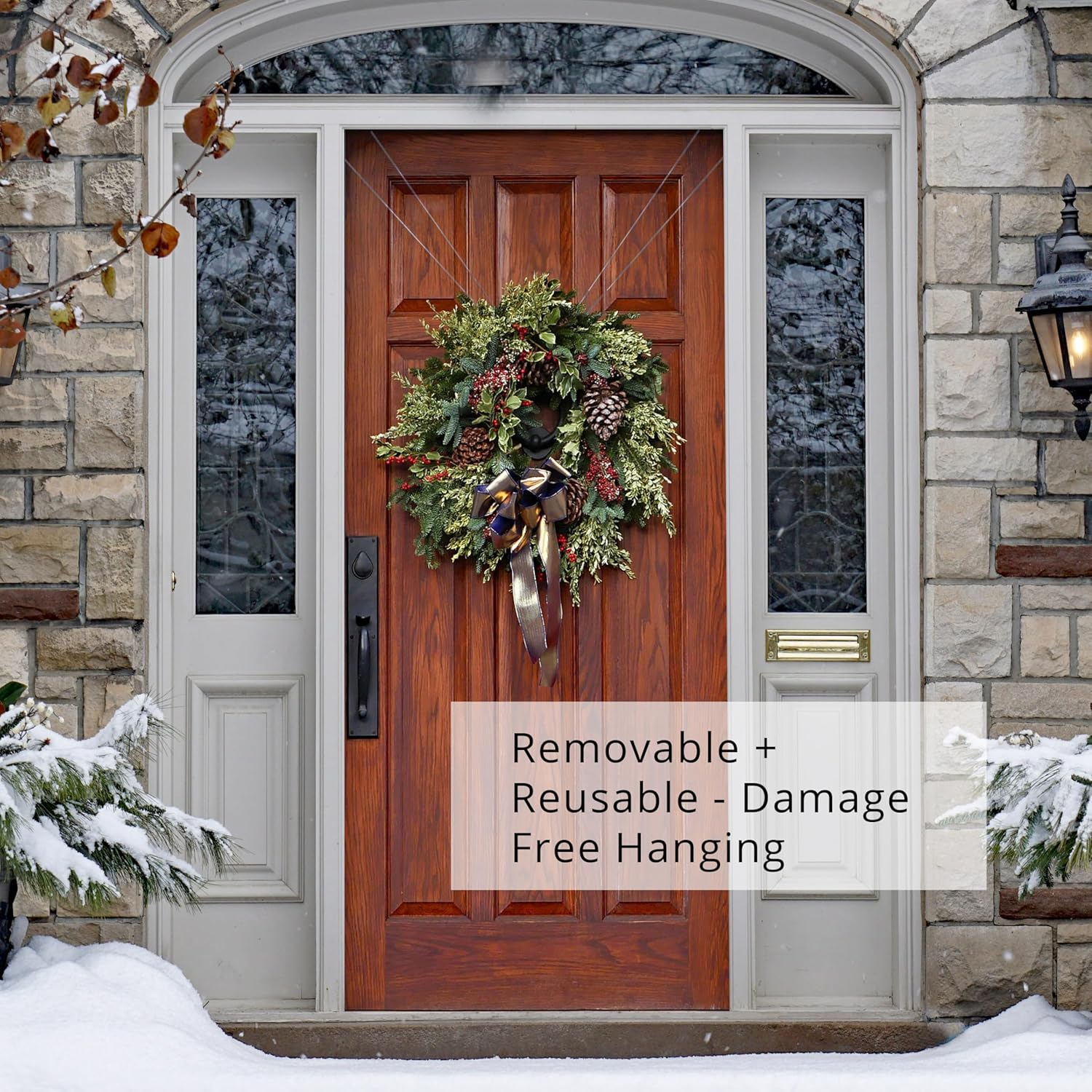 Wreath Hangers for Front Door (White - 1 Pack) - Damage Free Hanging - ZIPNHANG: Adjustable Door Hanger. Christmas Wreath & Decor Hanger for Front Door. Hooks for Hanging on Glass Doors, Screen Doors