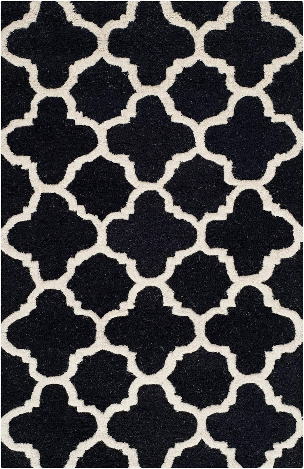 SAFAVIEH Cambridge Leonard Geometric Wool Area Rug, Black/Ivory, 2' x 3'