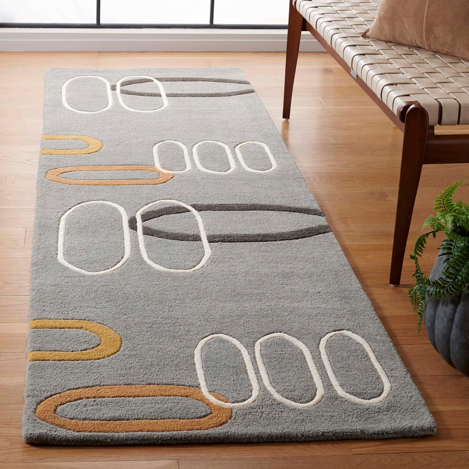 SAFAVIEH Soho Christy Abstract Wool Runner Rug, Blue/Multi, 2'6" x 8'