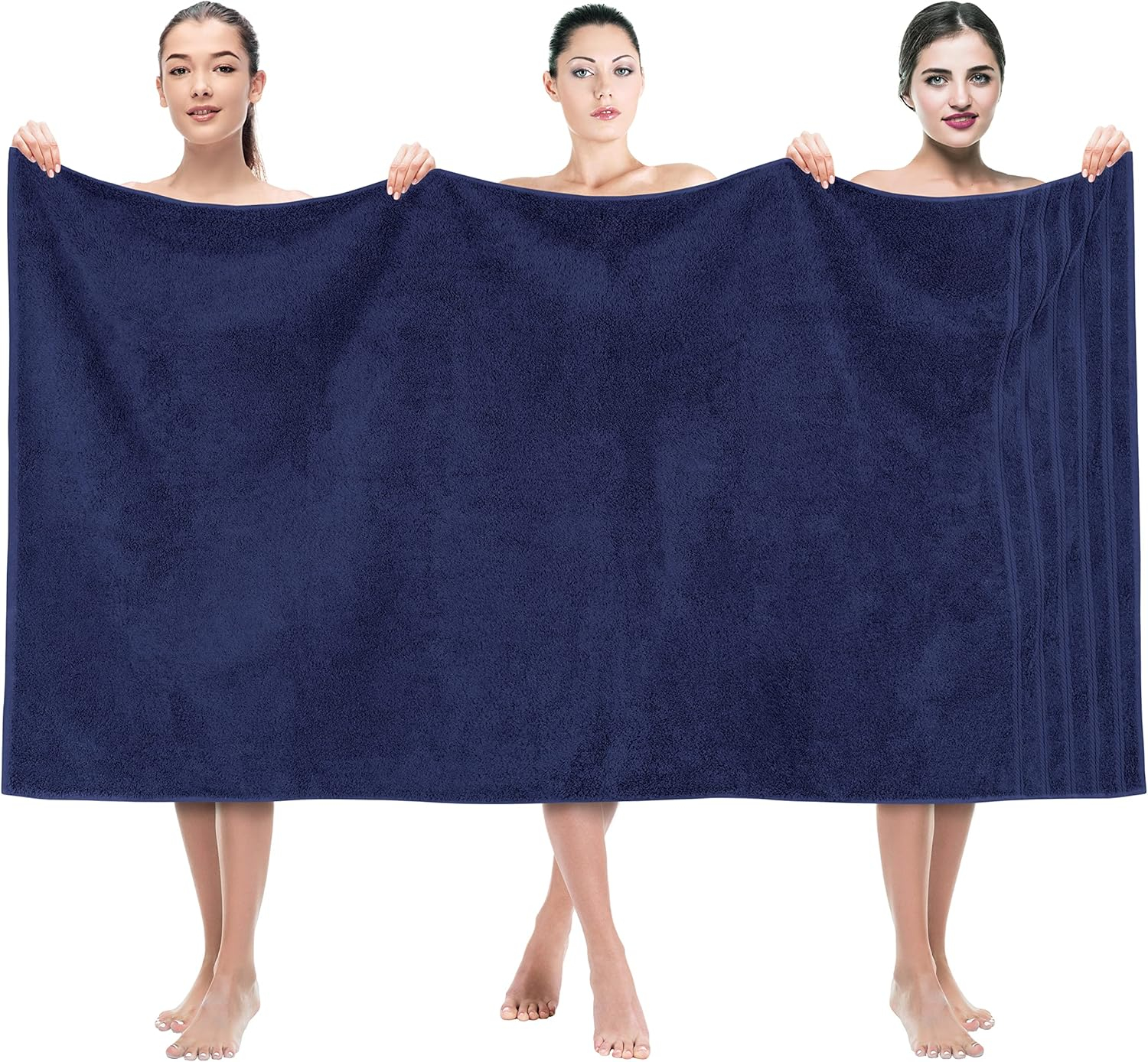 American Soft Linen Luxury 35x70 Jumbo Large Bath Towel, 100% Cotton Turkish Bath Towel Sheet, Navy Blue