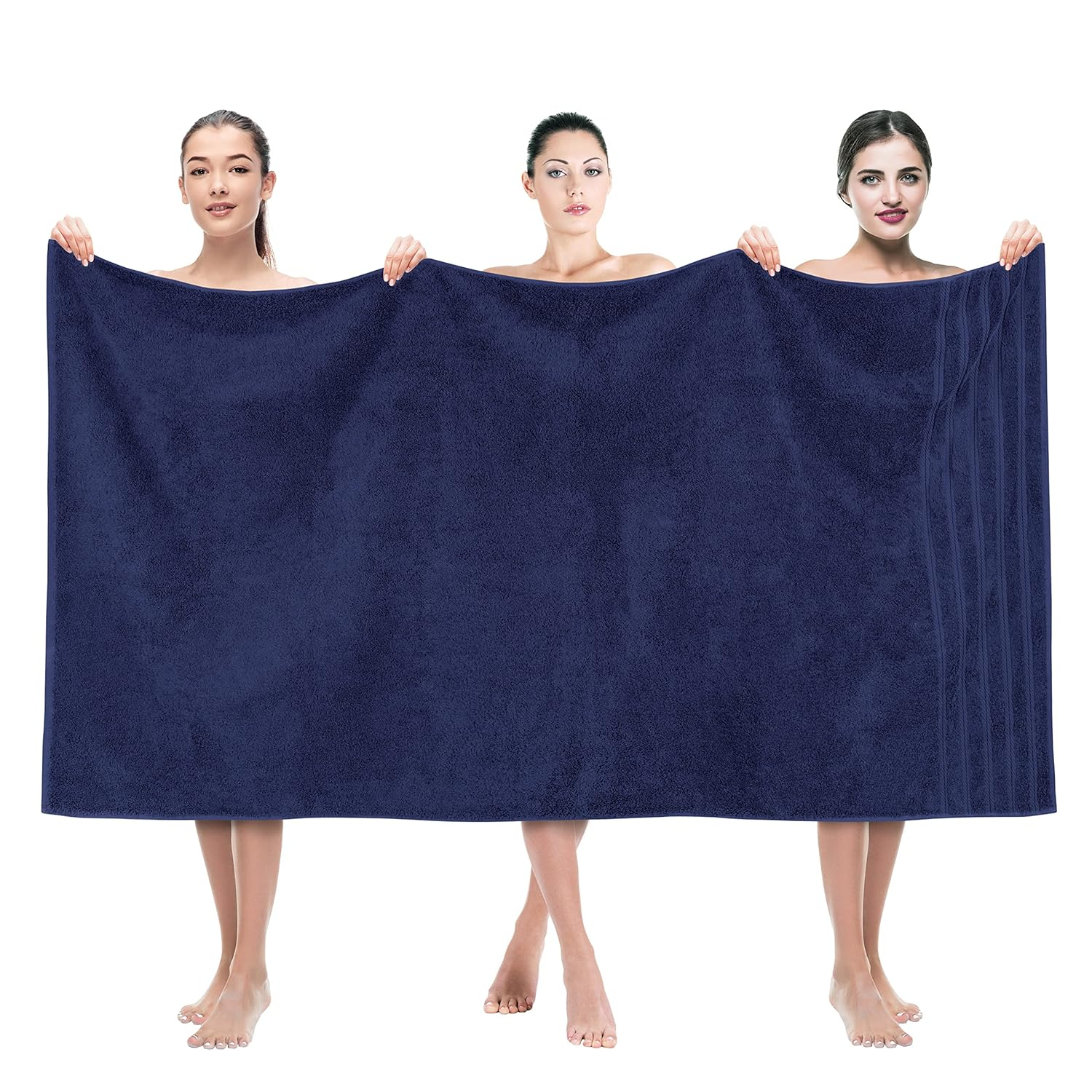 American Soft Linen Luxury 35x70 Jumbo Large Bath Towel, 100% Cotton Turkish Bath Towel Sheet, Navy Blue