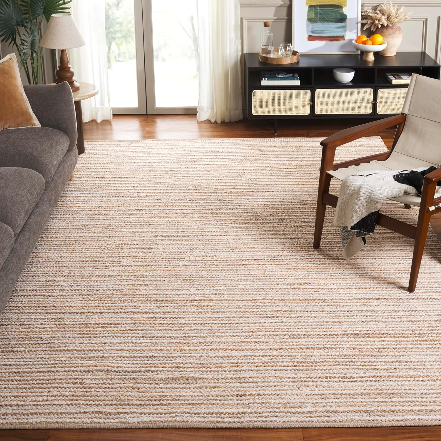 SAFAVIEH Constance Braided Plush Shag Area Rug, White/Beige, 8' x 10'