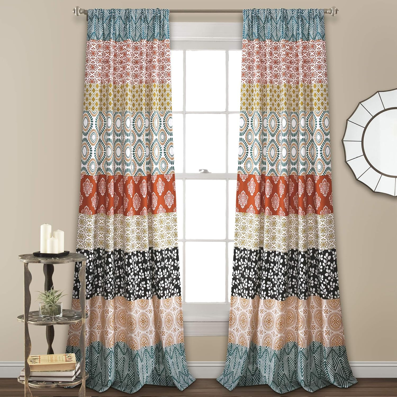 Lush Decor Bohemian Stripe Window Curtain Panels Set