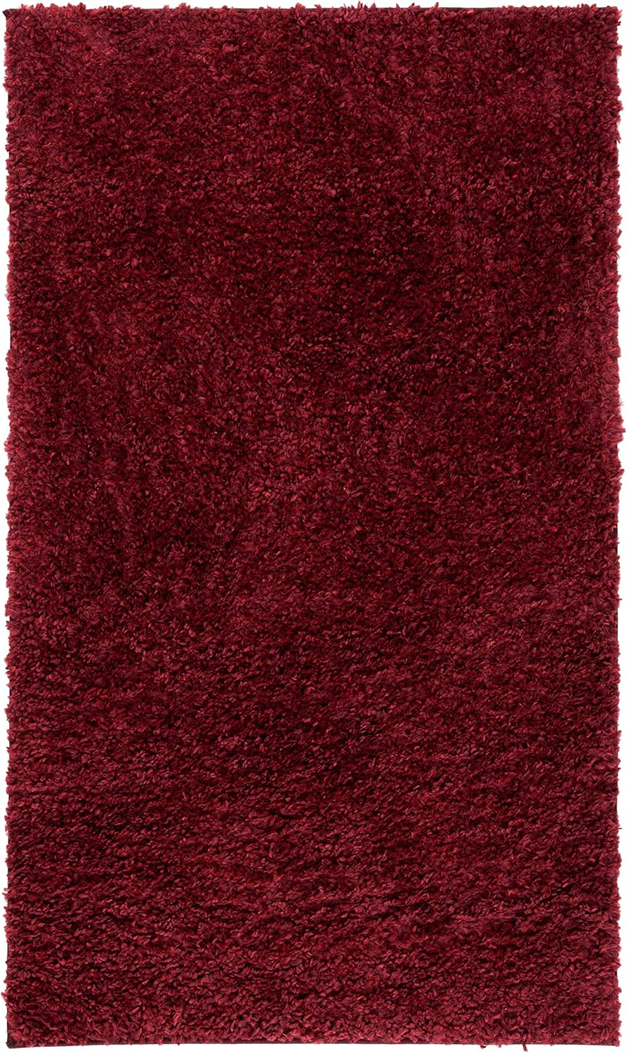 SAFAVIEH August Carlene Solid Plush Shag Area Rug, Burgundy, 3' x 5'