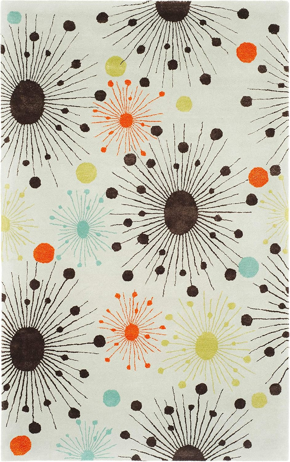 SAFAVIEH Soho Danielle Fire Works Wool Area Rug, Light Blue/Multi, 3'6" x 5'6"