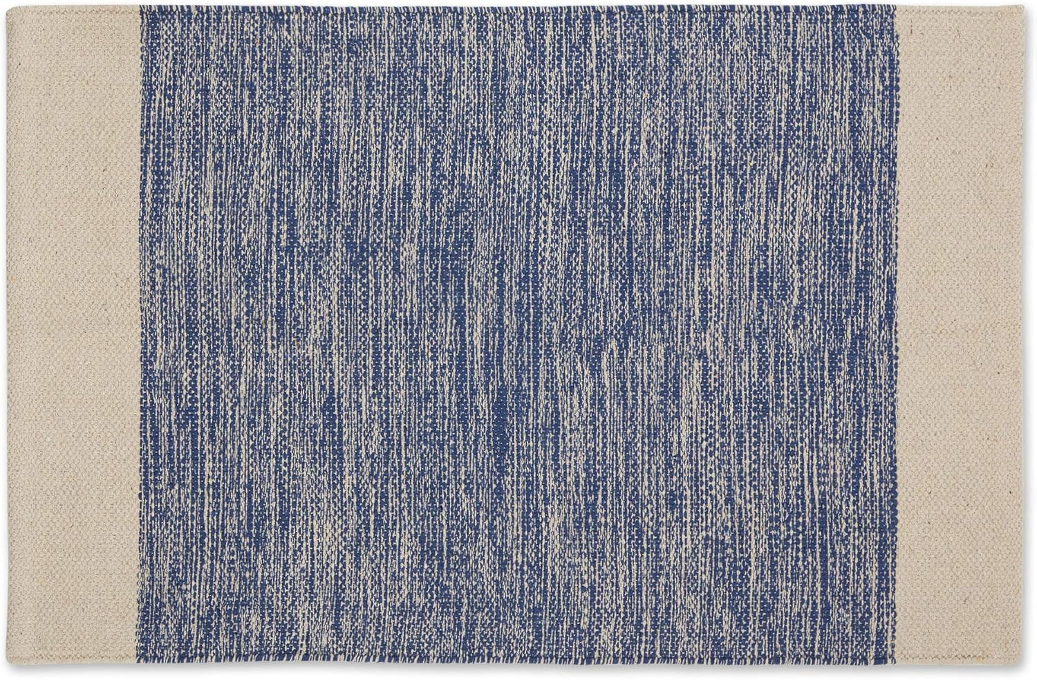 DII French Blue Variegated Border Hand-Loomed Cotton Rug 2x3 Ft