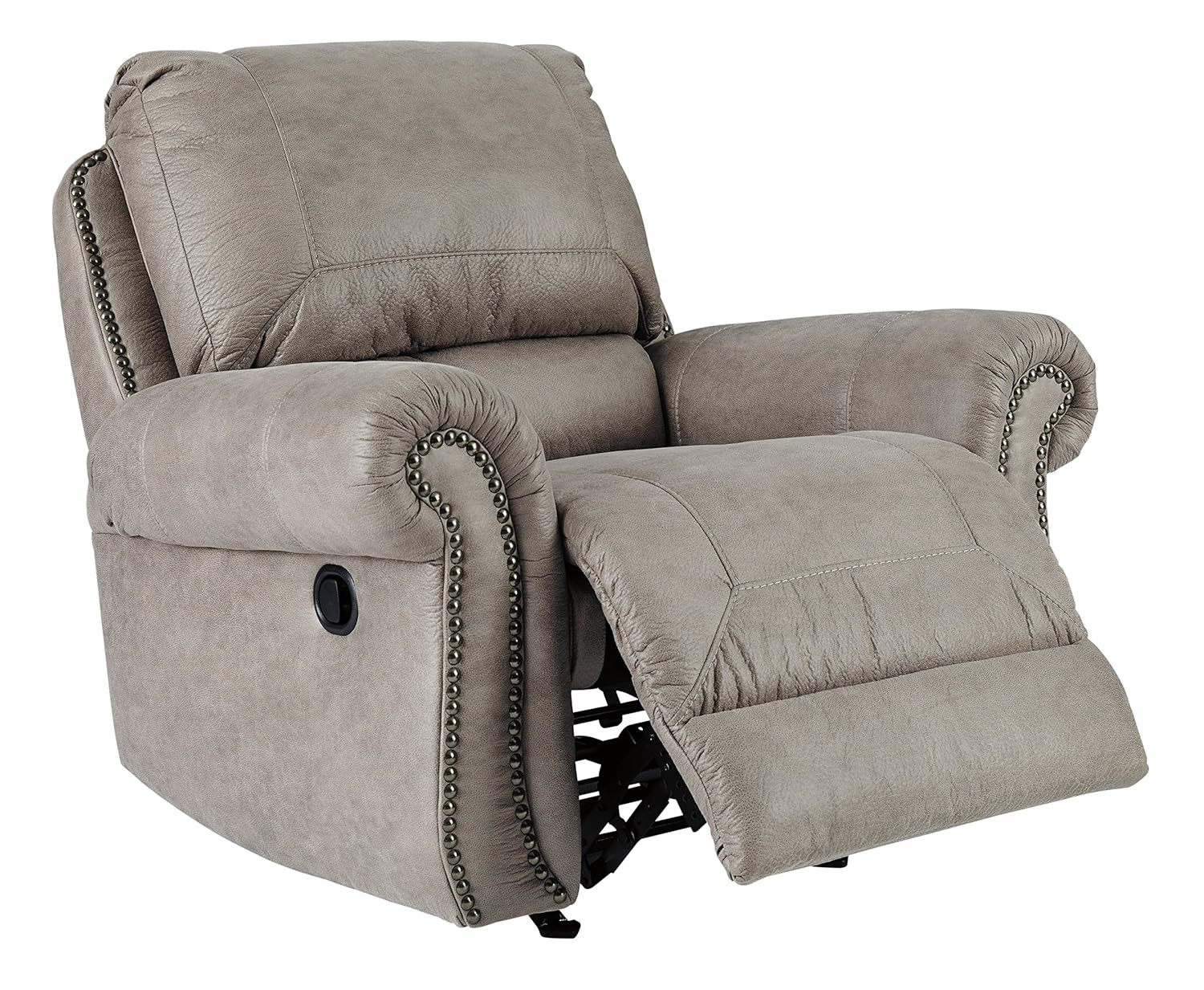 Olsberg Traditional Gray Wood 43" Rocker Recliner with Nailhead Trim