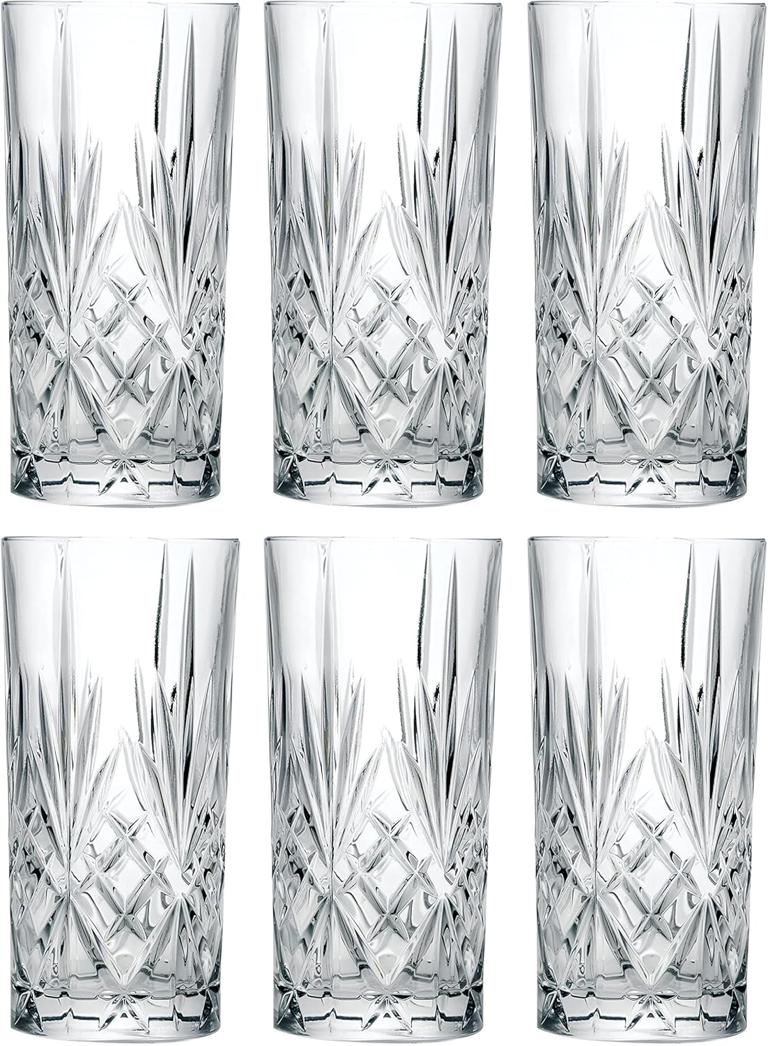Barski European Crystal Highball Glasses - Dishwasher Safe Glasses for Water, Juice, Wine, Beer & Cocktails - Suitable for Daily Use & Special Occasions, Ideal Gift, Set of 6-12 oz