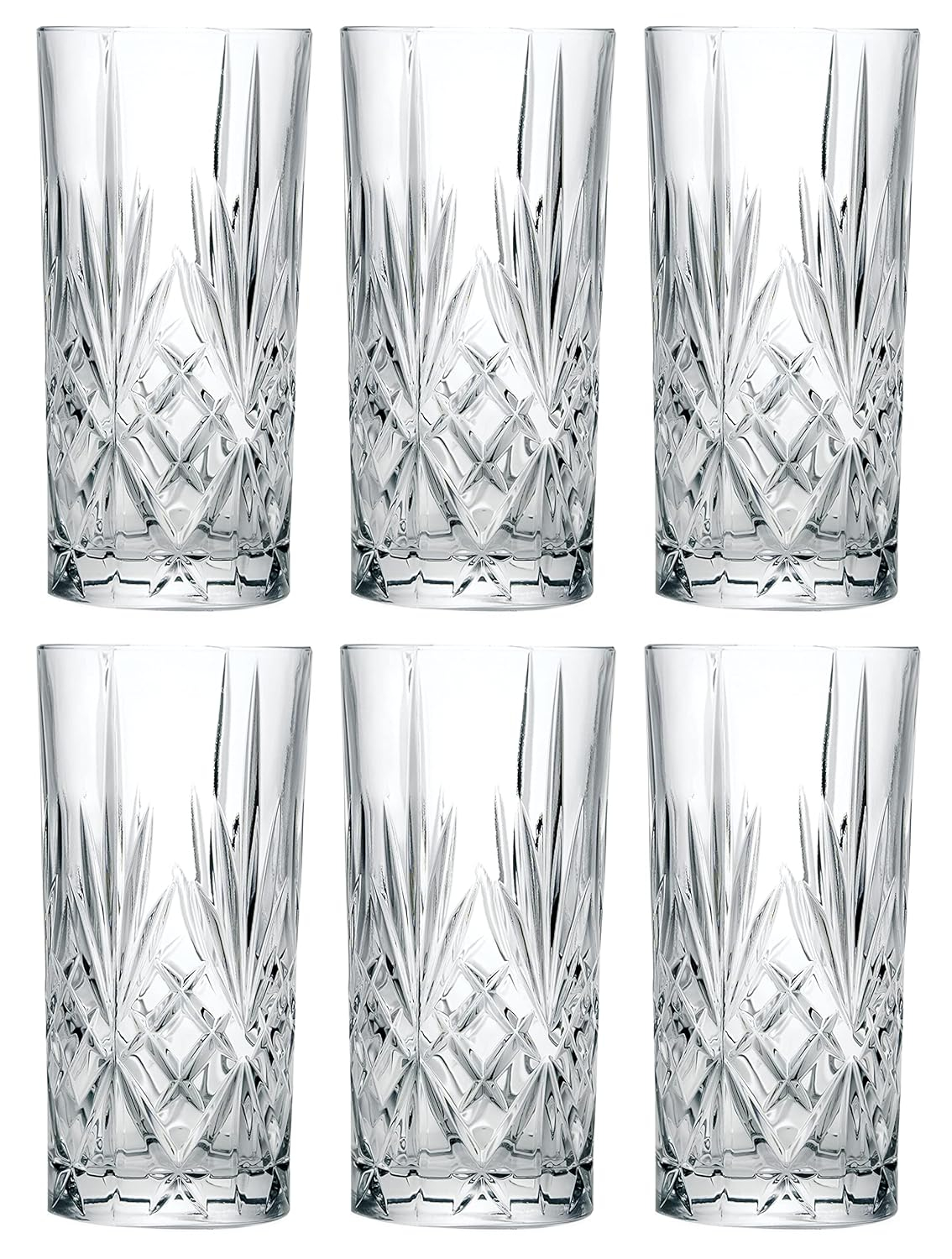 Barski European Crystal Highball Glasses - Dishwasher Safe Glasses for Water, Juice, Wine, Beer & Cocktails - Suitable for Daily Use & Special Occasions, Ideal Gift, Set of 6-12 oz