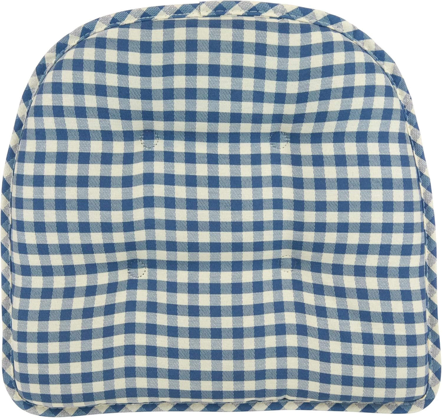 Non-Slip Tufted Chair Cushions for Dining Room, Kitchen and Office Use, U-Shaped Skid-Proof Seat Pad, 15x16 Inches, 6 Pack, Gingham Blue