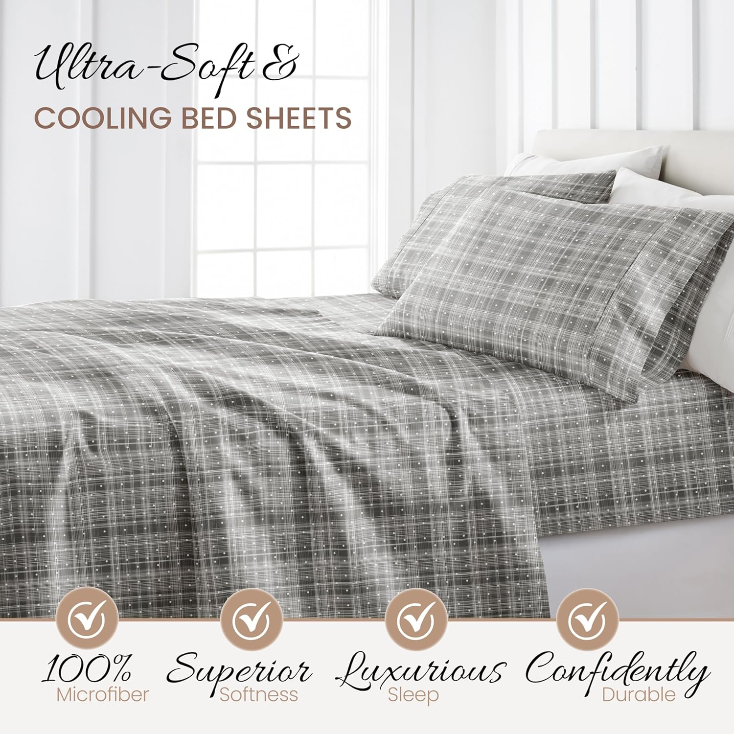 Simply Soft 4 Piece Sheet Set - Polka Dot Pattern