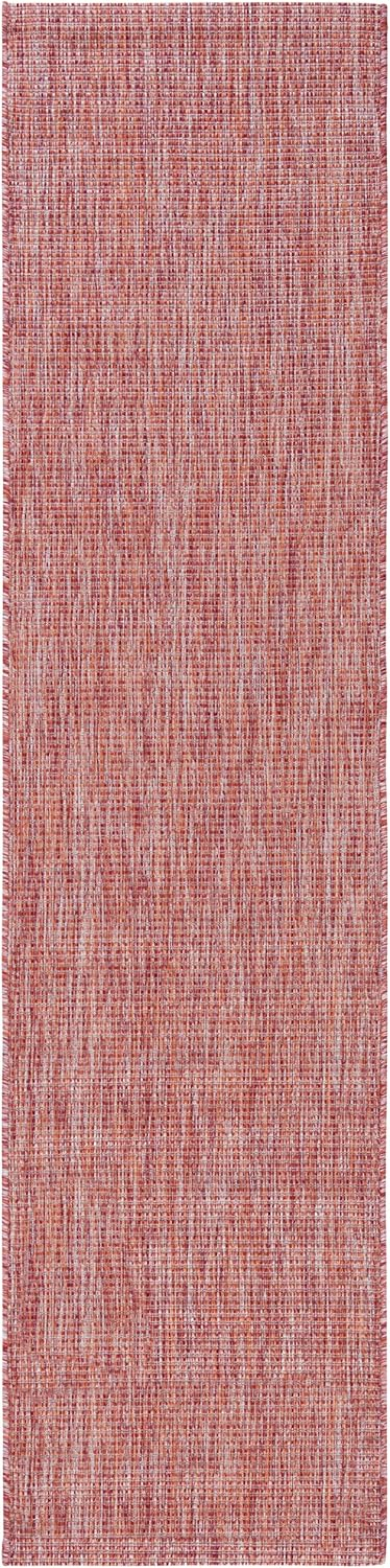 SAFAVIEH Courtyard Wayra Solid Indoor/Outdoor Runner Rug, Red/Red, 2'2" x 9'