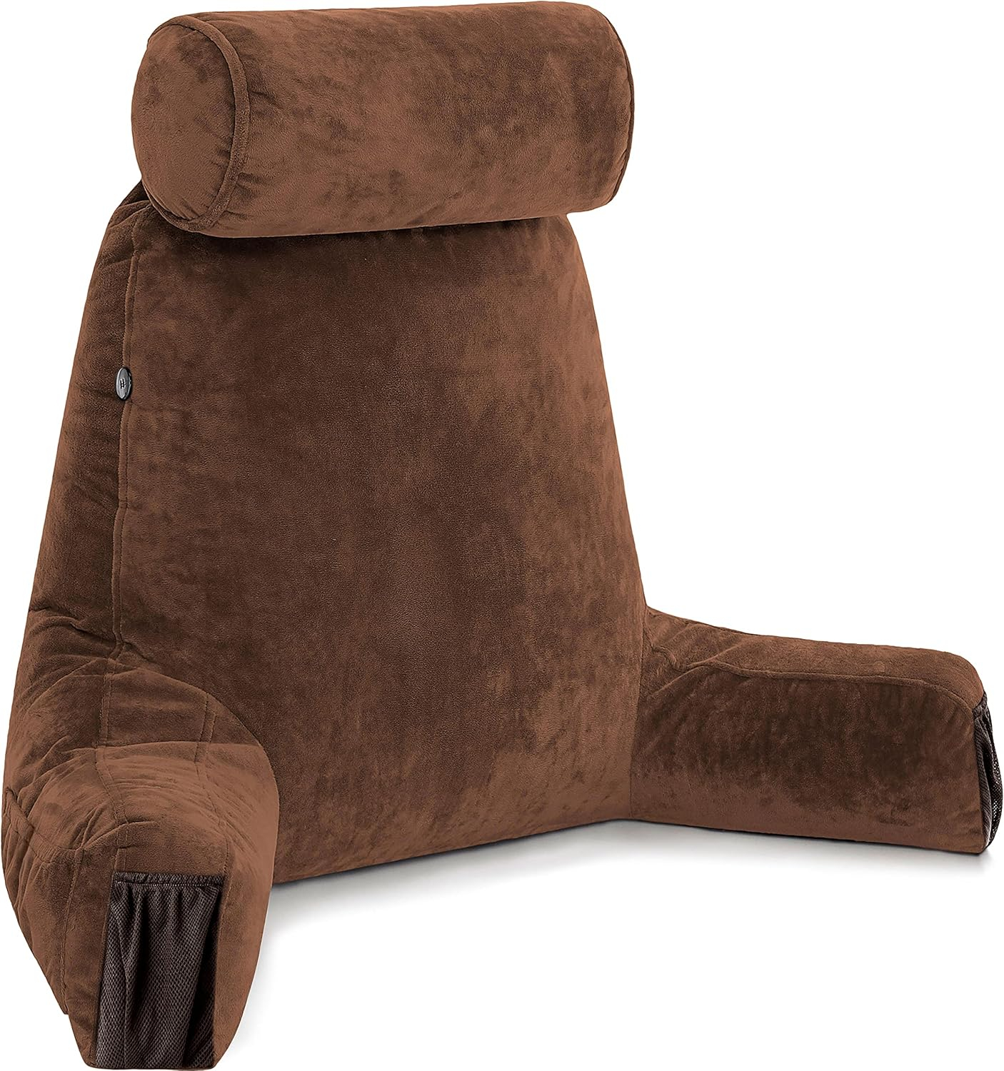 Husband Pillow Medium Chocolate Brown, Backrest - Detach Neck Roll, Removable Cover