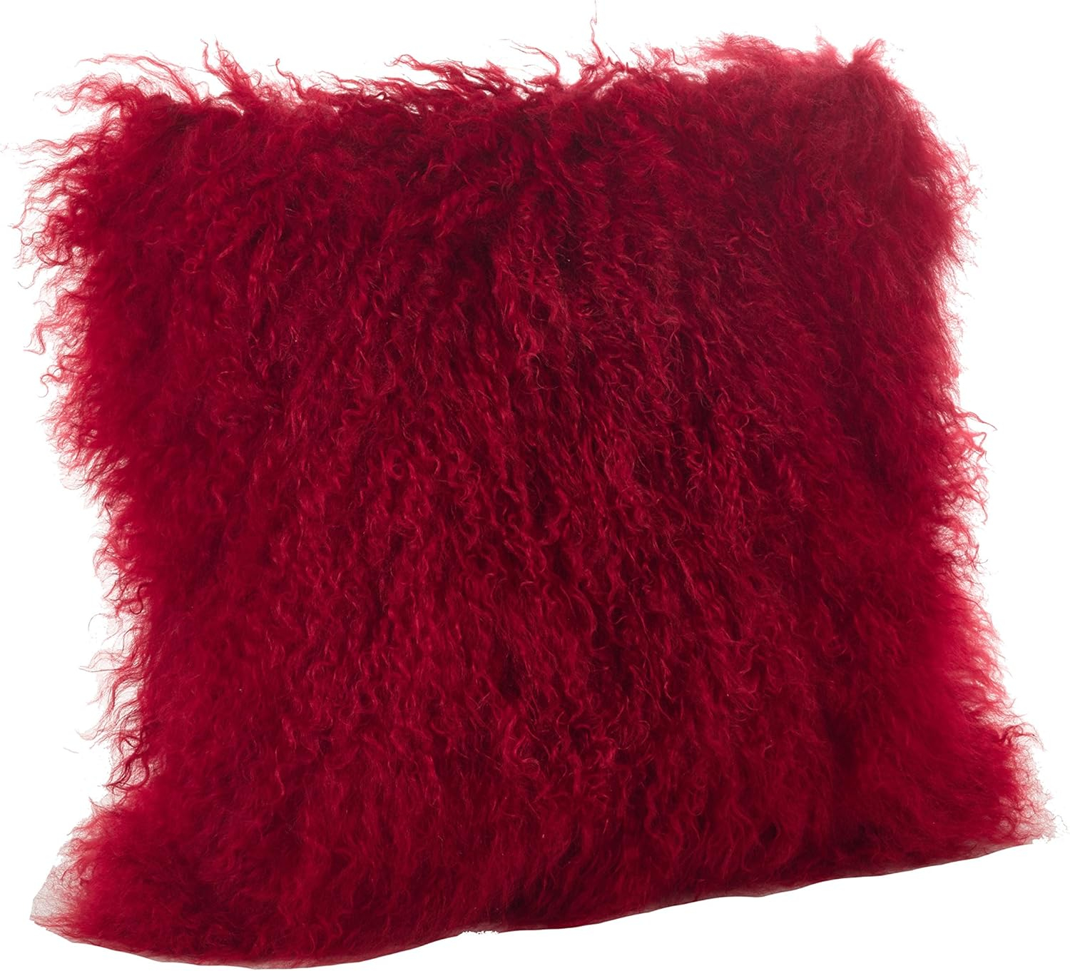 Saro Lifestyle 100% Wool Mongolian Lamb Fur Poly Filled Throw Pillow